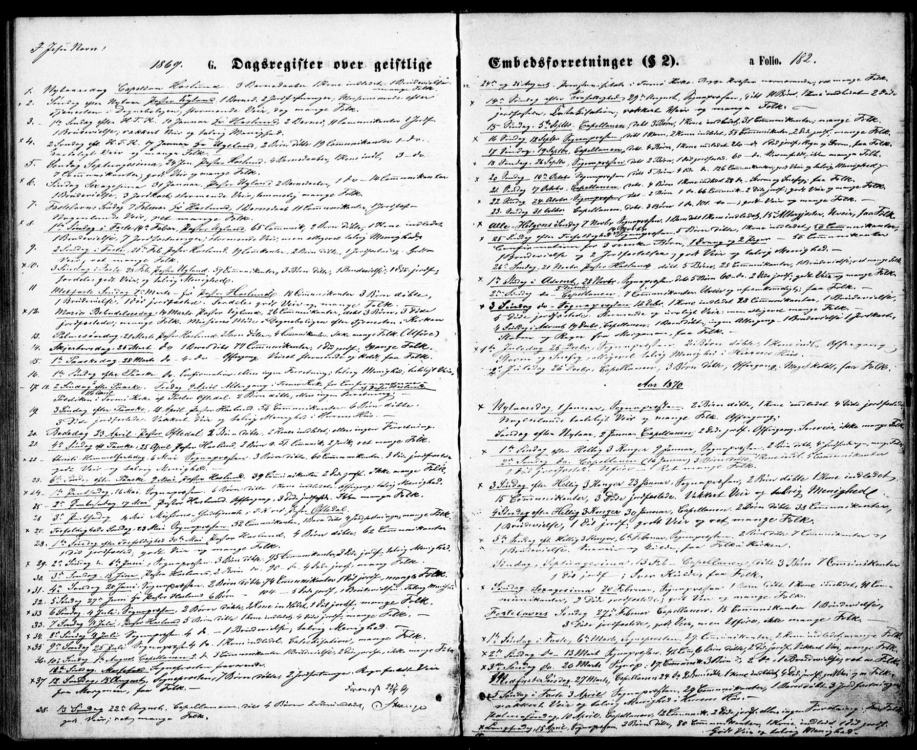 Tromøy sokneprestkontor, SAK/1111-0041/F/Fb/L0004: Parish register (copy) no. B 4, 1869-1877, p. 182