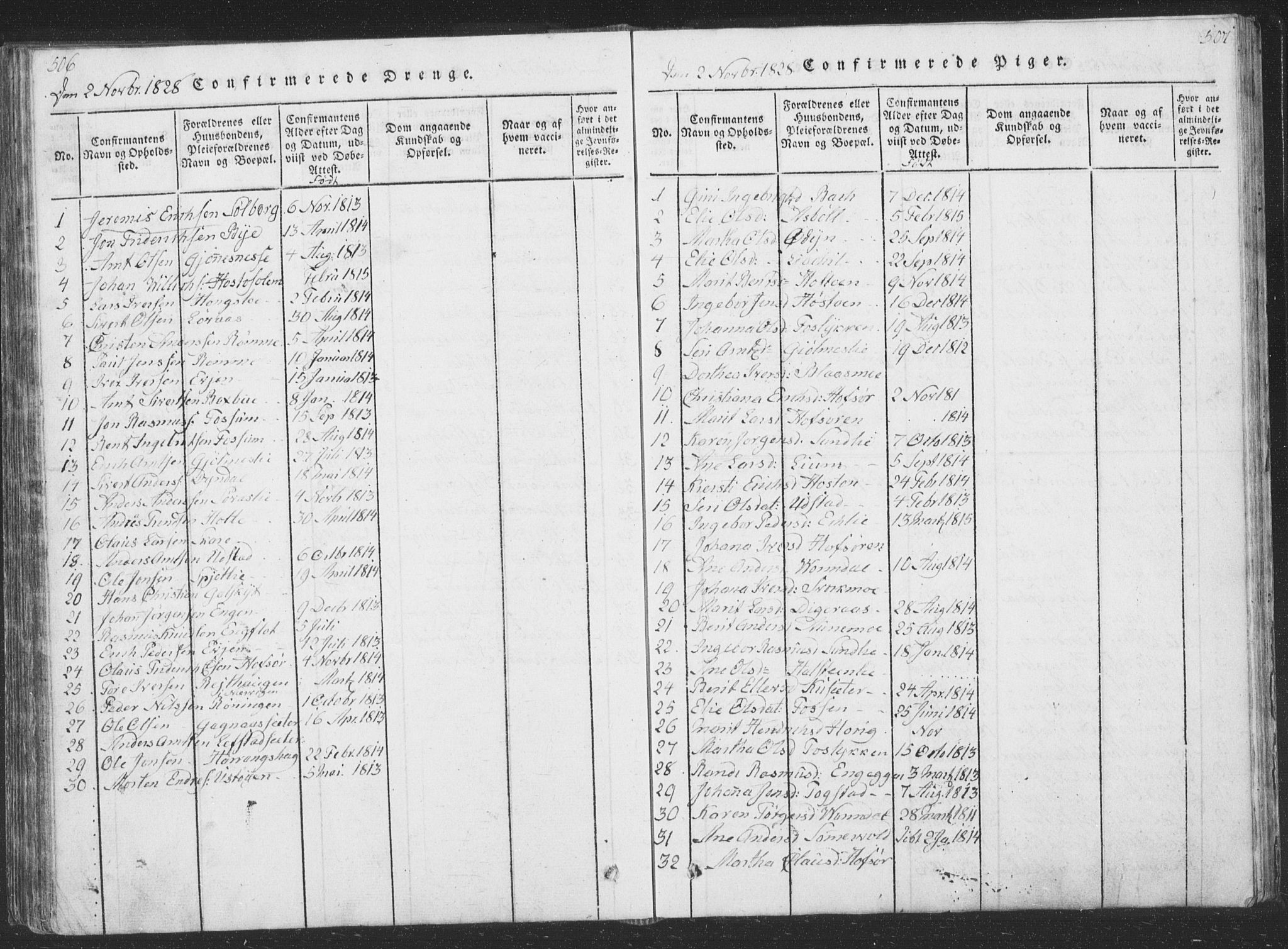 Ministerialprotokoller, klokkerbøker og fødselsregistre - Sør-Trøndelag, AV/SAT-A-1456/668/L0816: Parish register (copy) no. 668C05, 1816-1893, p. 506-507
