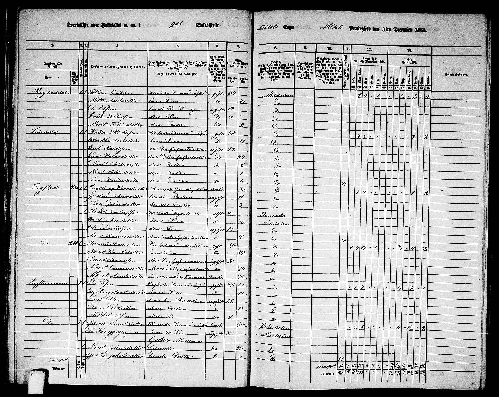 RA, 1865 census for Meldal, 1865, p. 39