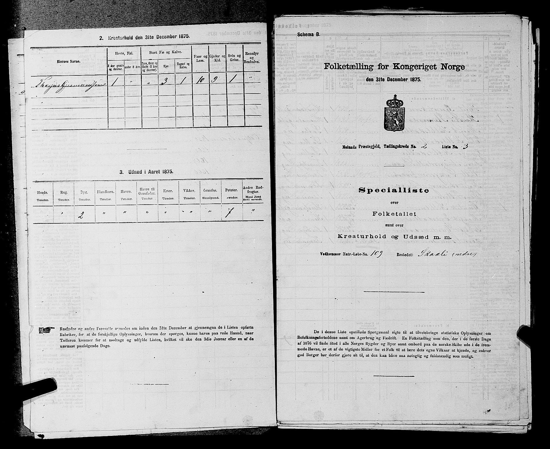 SAKO, 1875 census for 0831P Moland, 1875, p. 144