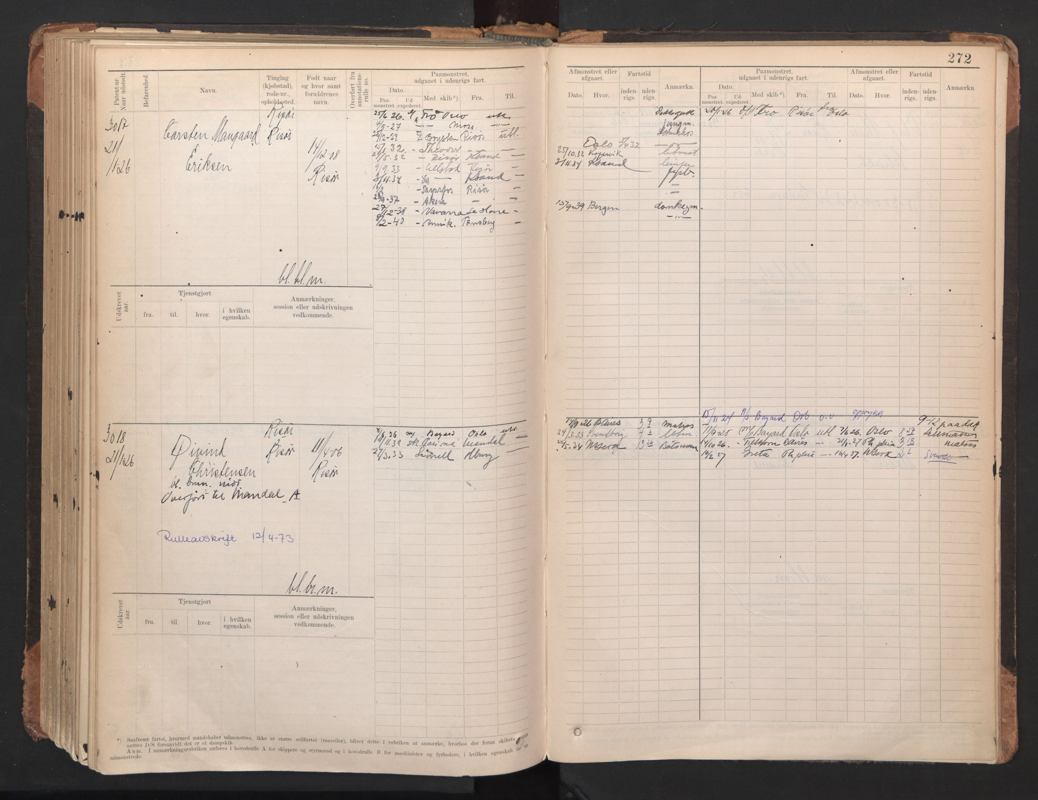 Risør mønstringskrets, AV/SAK-2031-0010/F/Fb/L0005: Hovedrulle A nr 2485-3065, Q-5, 1904-1948, p. 282