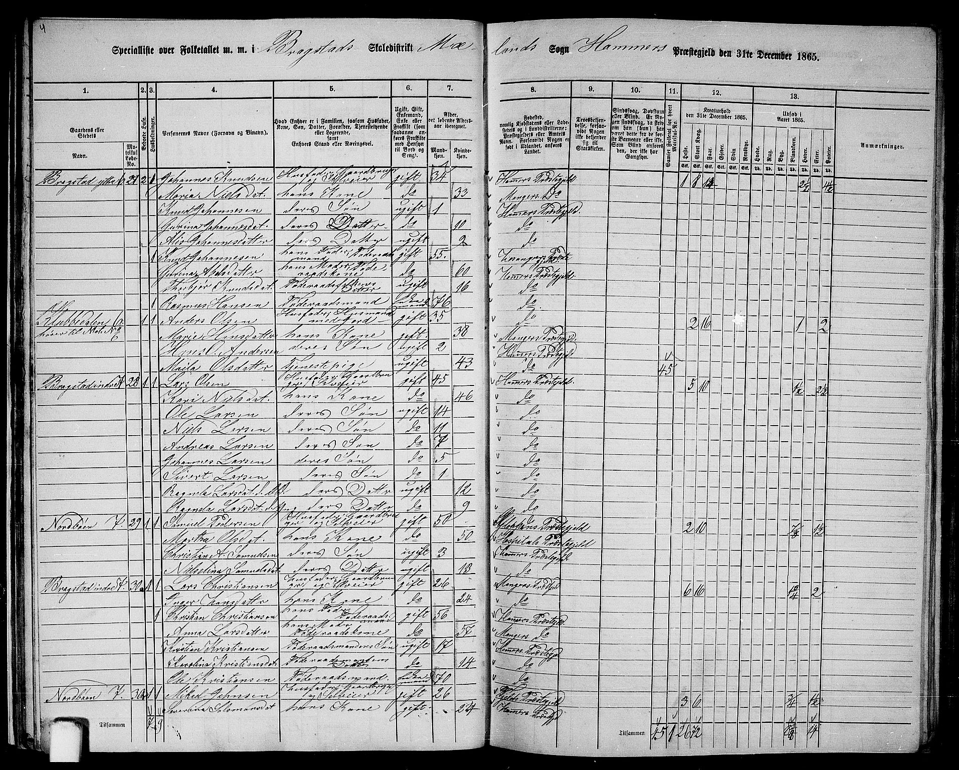 RA, 1865 census for Hamre, 1865, p. 28