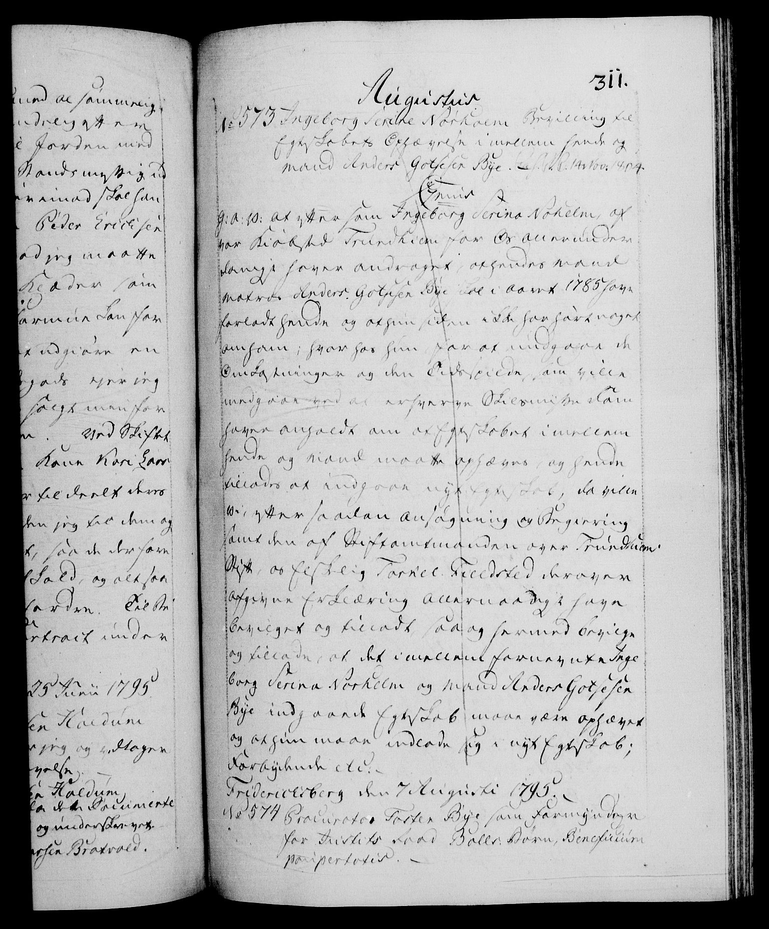 Danske Kanselli 1572-1799, RA/EA-3023/F/Fc/Fca/Fcaa/L0056: Norske registre, 1795-1796, p. 311a