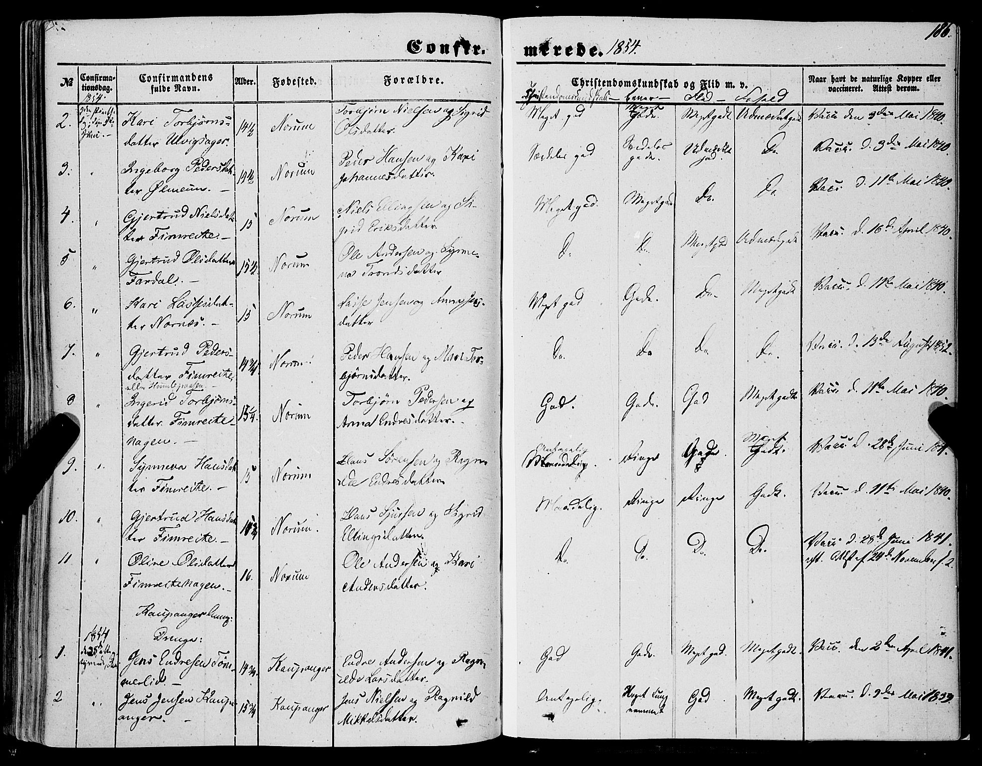 Sogndal sokneprestembete, AV/SAB-A-81301/H/Haa/Haaa/L0012I: Parish register (official) no. A 12I, 1847-1859, p. 186