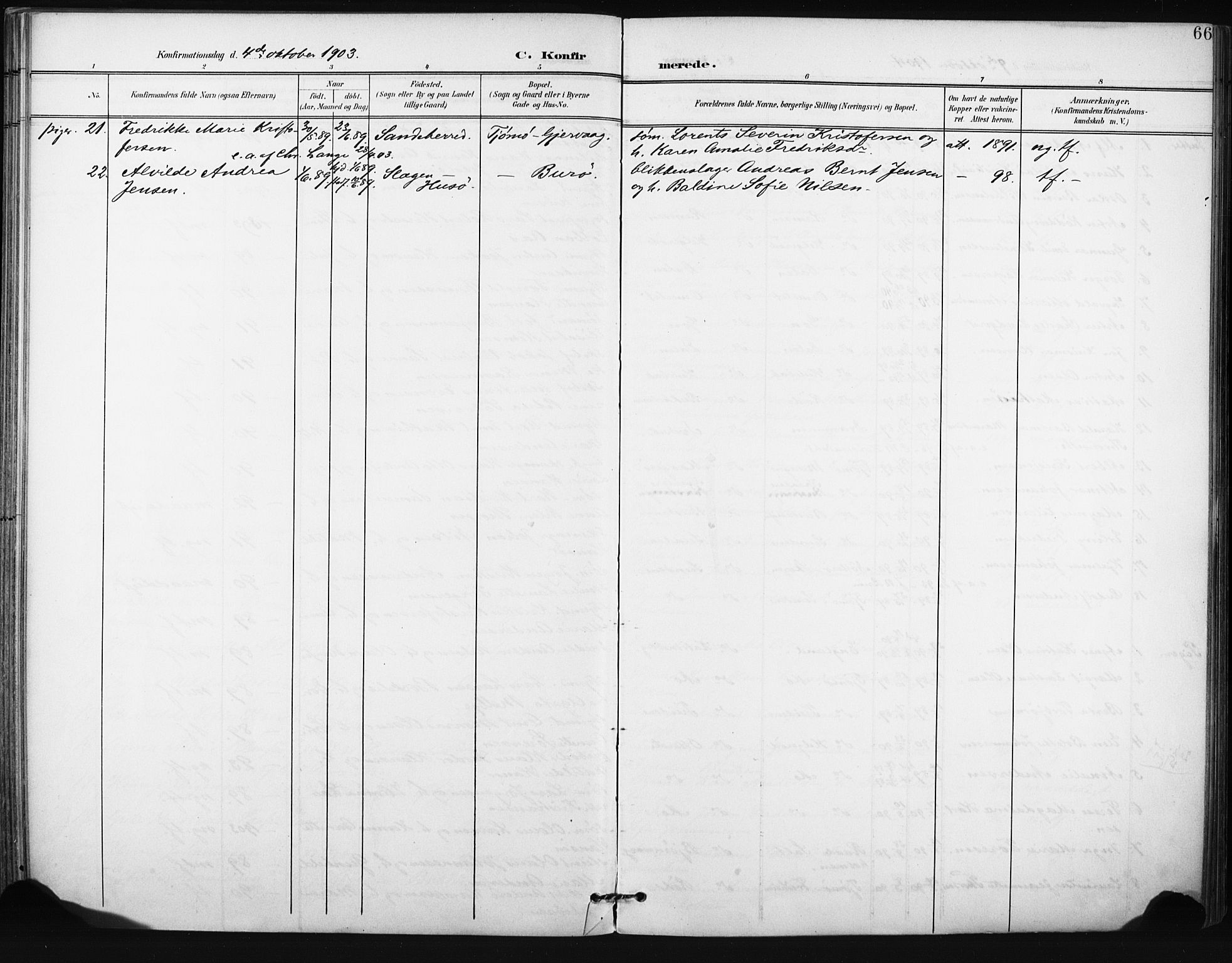 Tjøme kirkebøker, AV/SAKO-A-328/F/Fa/L0005: Parish register (official) no. I 5, 1901-1909, p. 66