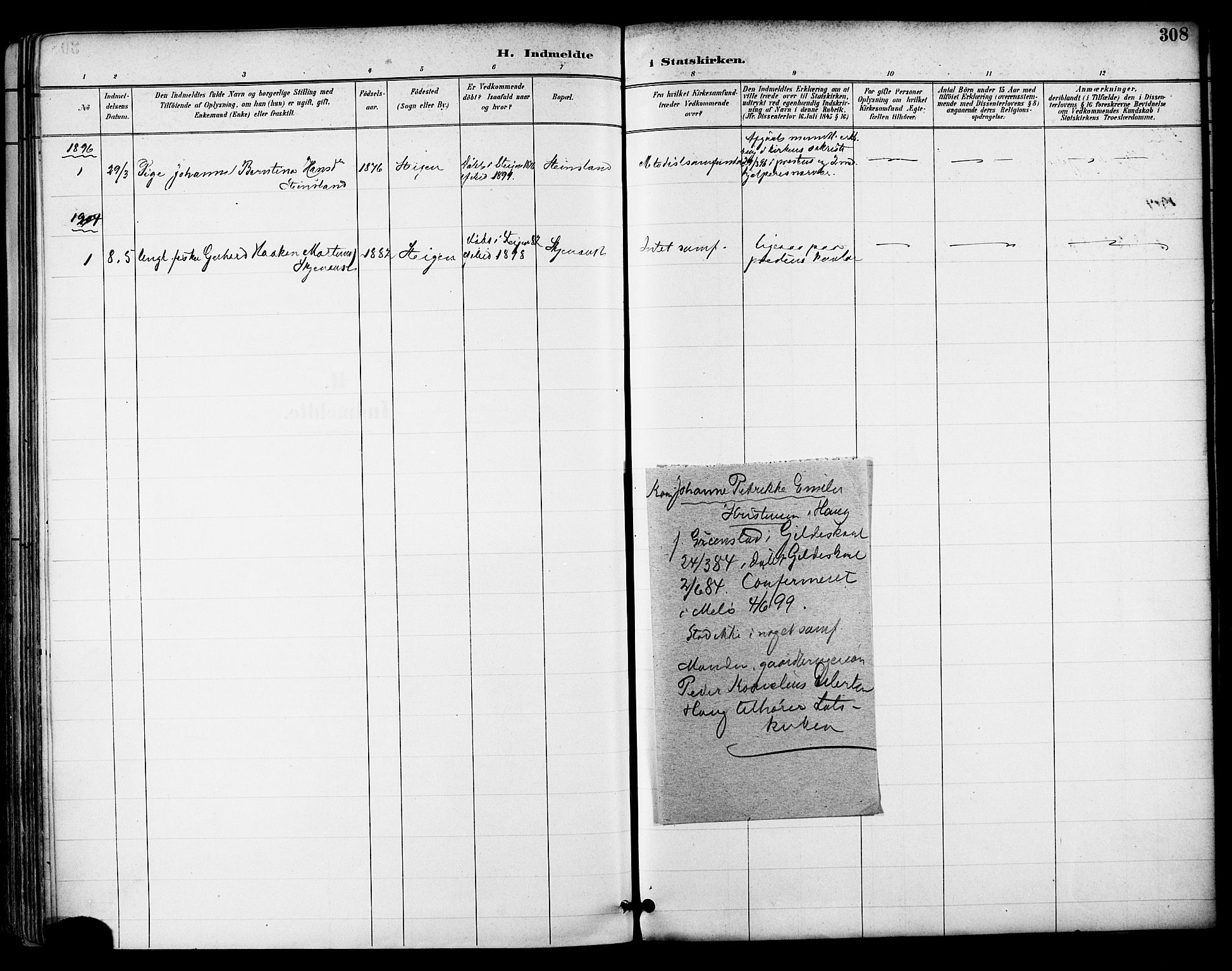 Ministerialprotokoller, klokkerbøker og fødselsregistre - Nordland, SAT/A-1459/855/L0803: Parish register (official) no. 855A11, 1887-1905, p. 308