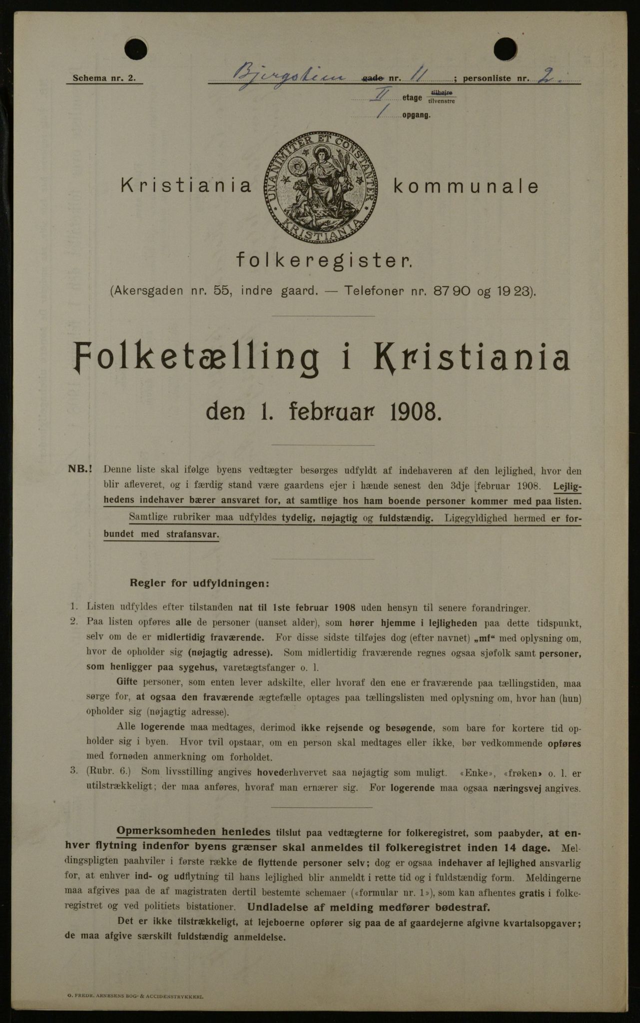 OBA, Municipal Census 1908 for Kristiania, 1908, p. 4440