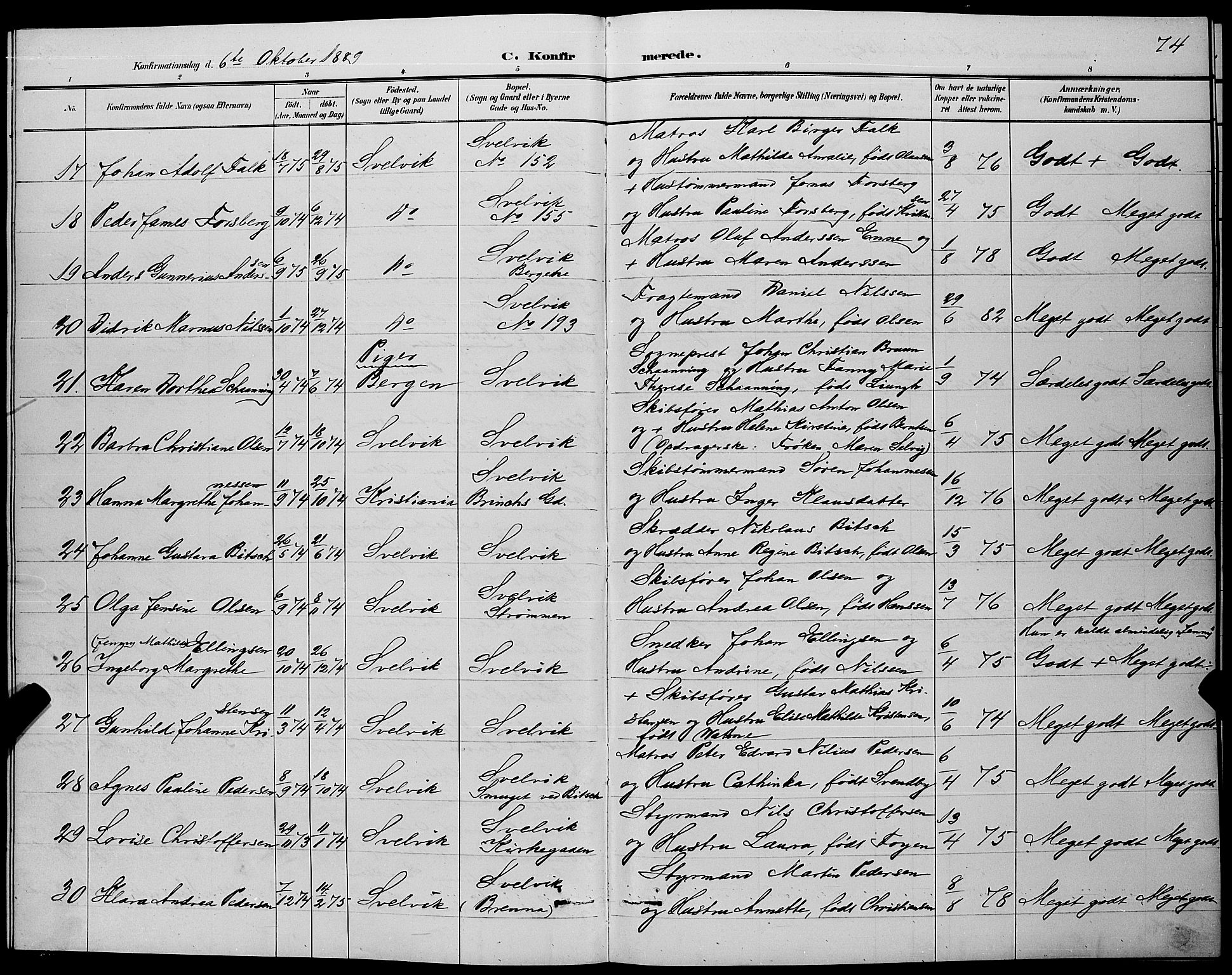 Strømm kirkebøker, AV/SAKO-A-322/G/Gb/L0001: Parish register (copy) no. II 1, 1889-1896, p. 74