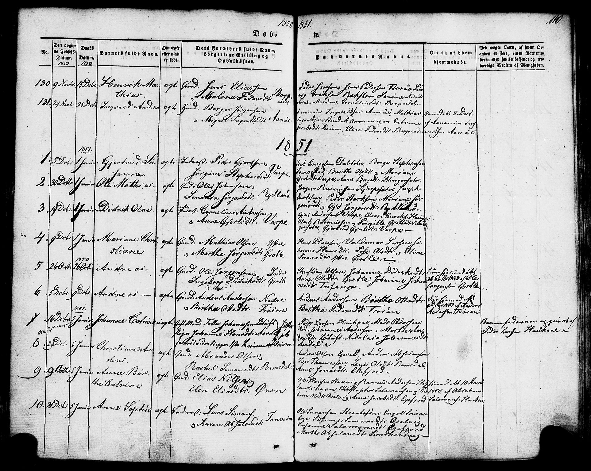 Kinn sokneprestembete, AV/SAB-A-80801/H/Haa/Haaa/L0005: Parish register (official) no. A 5, 1841-1857, p. 110