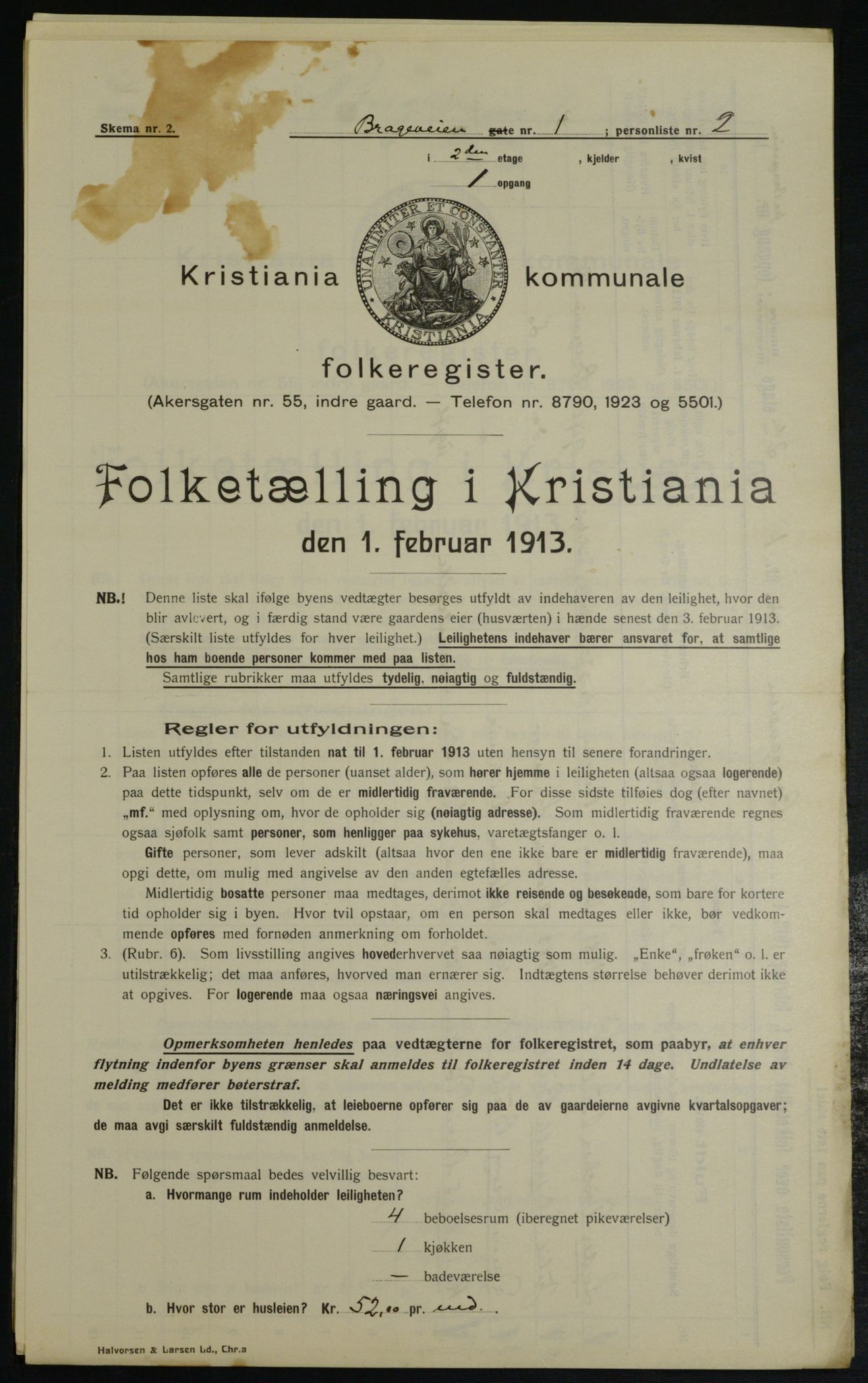 OBA, Municipal Census 1913 for Kristiania, 1913, p. 7948