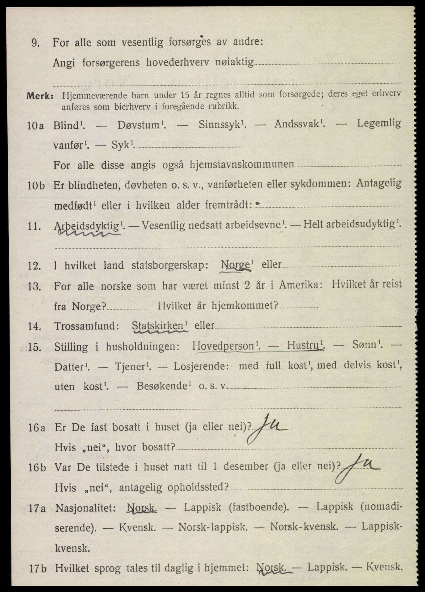 SAT, 1920 census for Sparbu, 1920, p. 4516