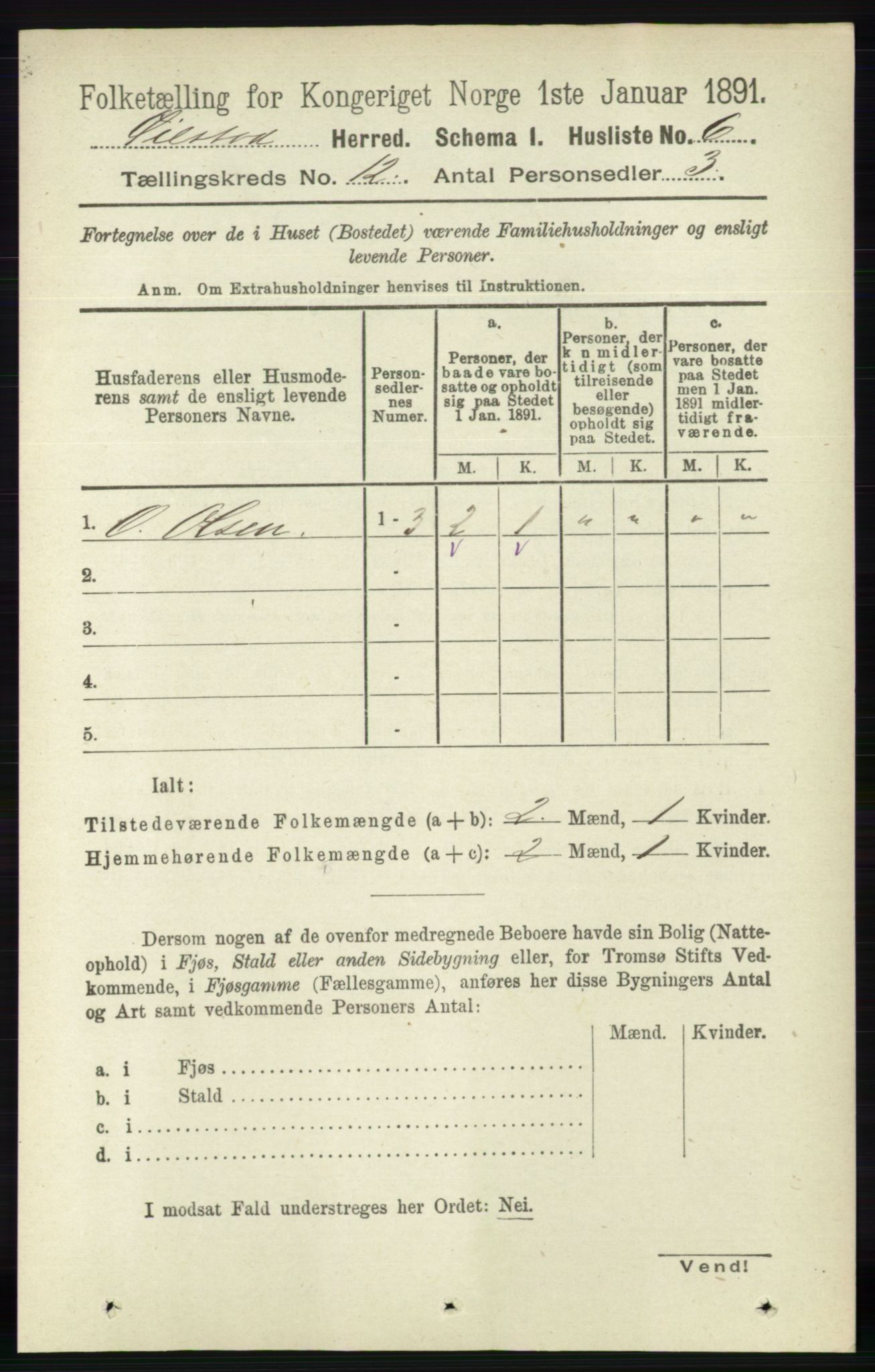 RA, 1891 census for 0920 Øyestad, 1891, p. 5368