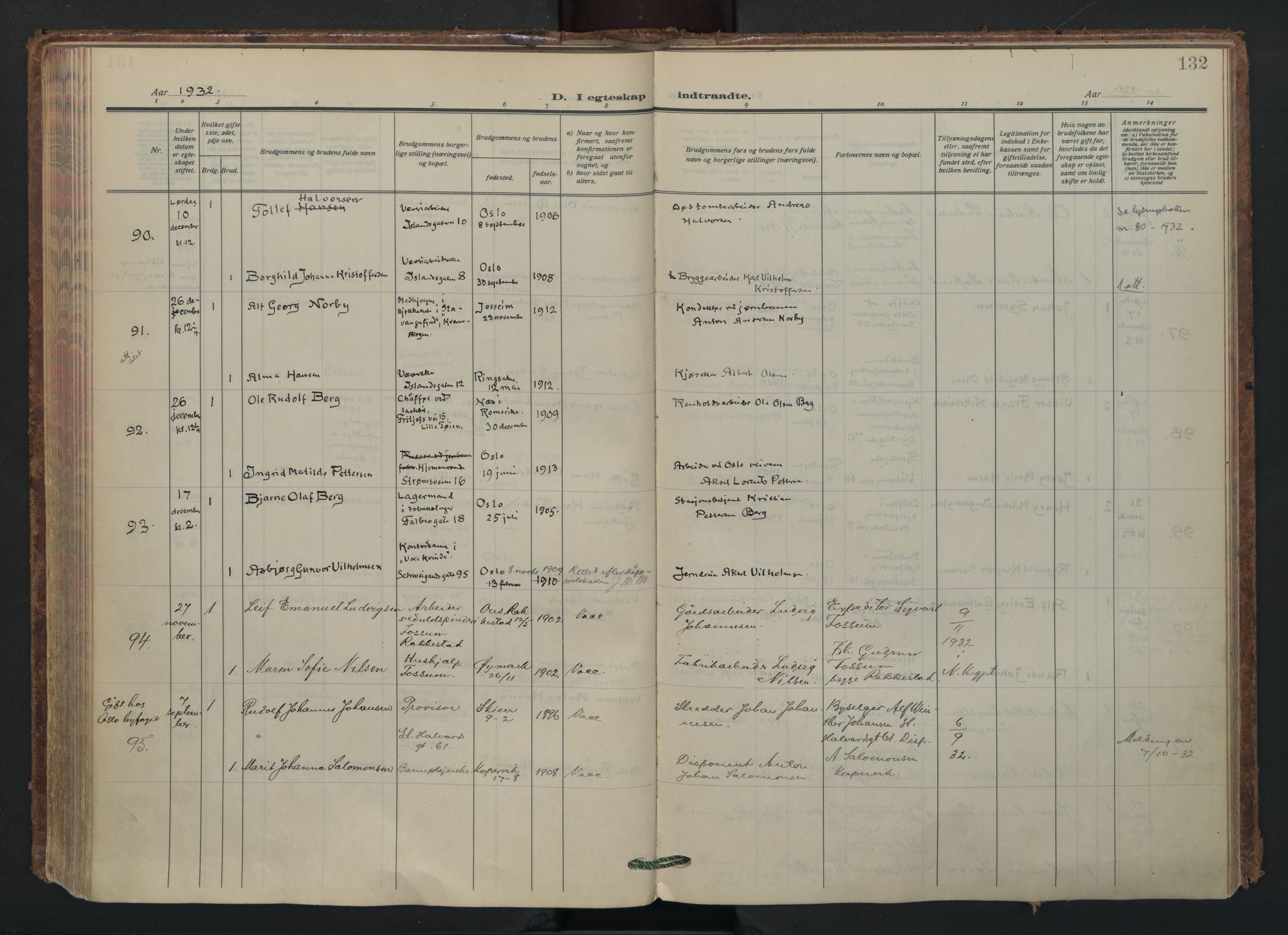 Vålerengen prestekontor Kirkebøker, AV/SAO-A-10878/F/Fa/L0005: Parish register (official) no. 5, 1924-1936, p. 132