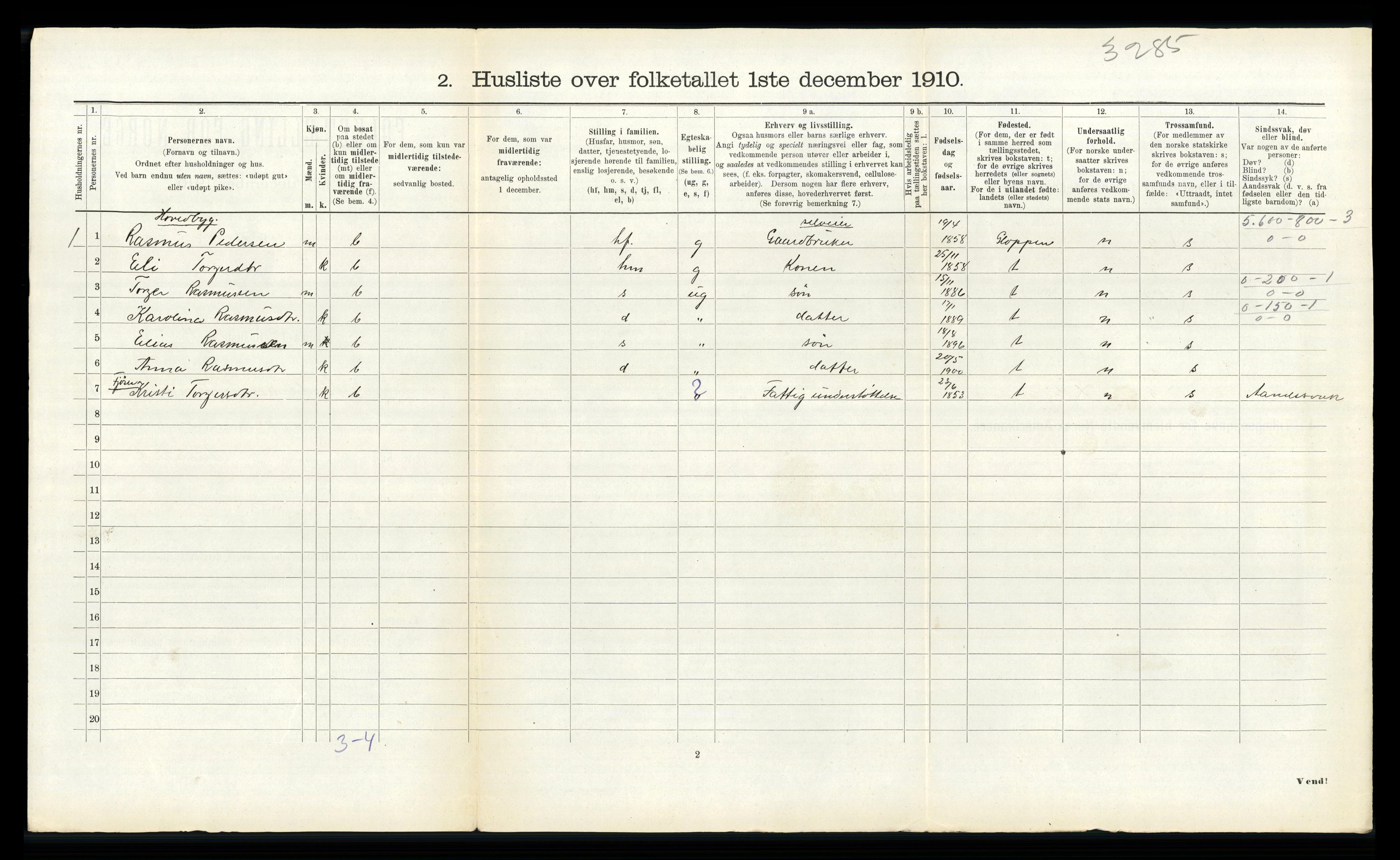 RA, 1910 census for Innvik, 1910, p. 73