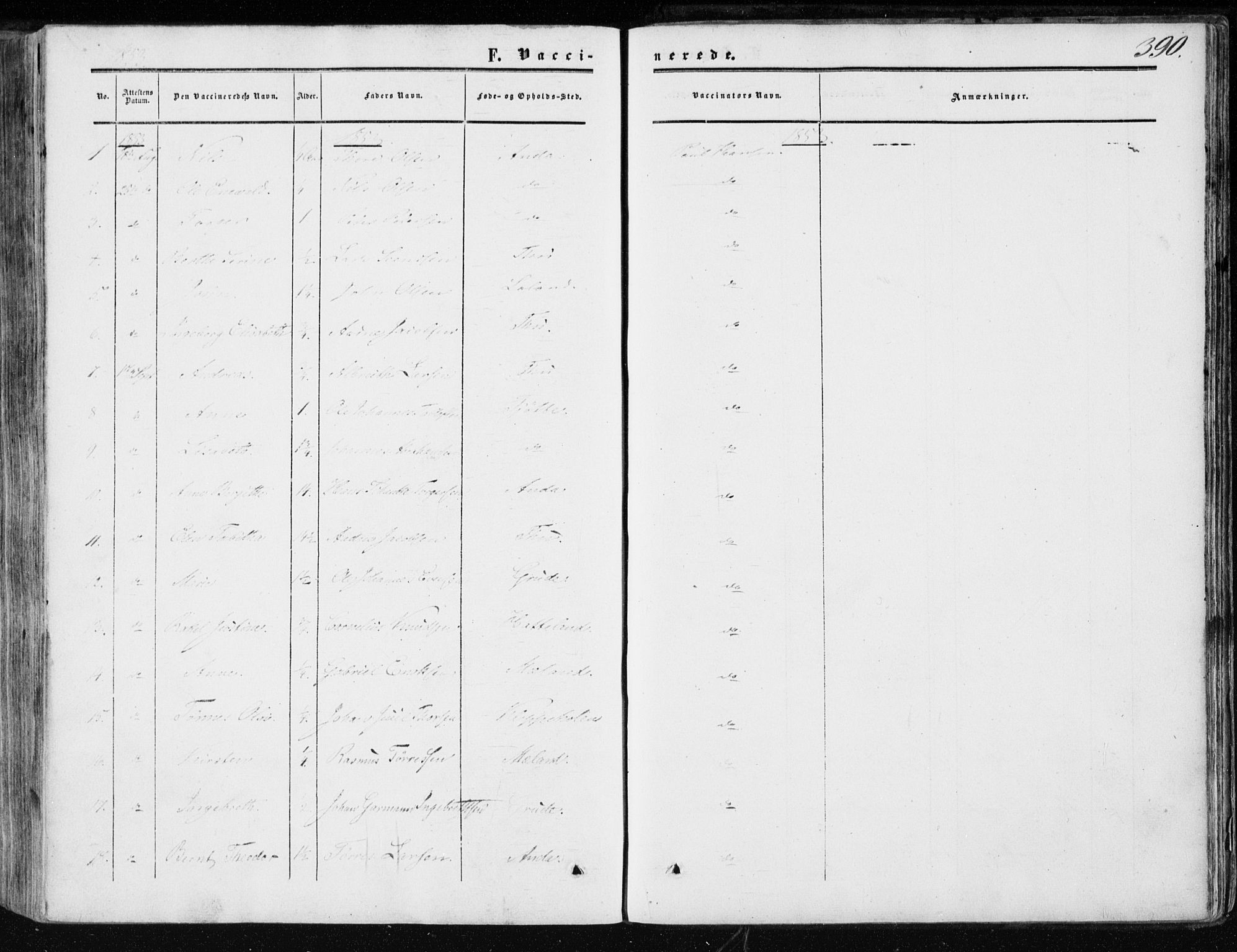 Klepp sokneprestkontor, SAST/A-101803/001/3/30BA/L0005: Parish register (official) no. A 5, 1853-1870, p. 390
