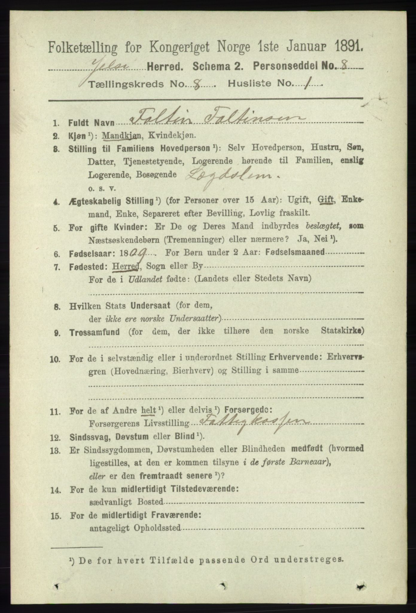 RA, 1891 census for 1138 Jelsa, 1891, p. 1810