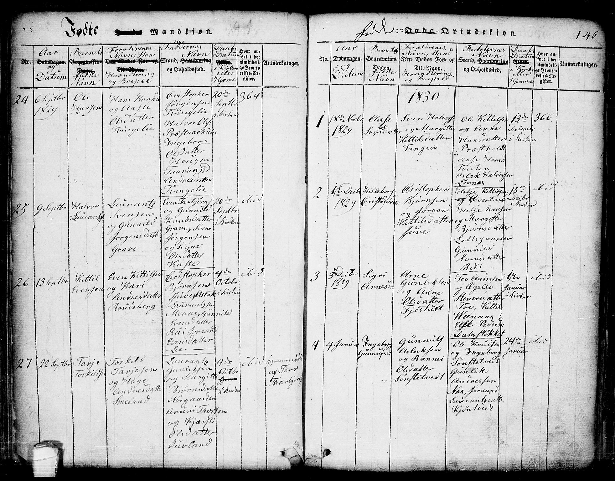Seljord kirkebøker, SAKO/A-20/G/Ga/L0001: Parish register (copy) no. I 1, 1815-1854, p. 146