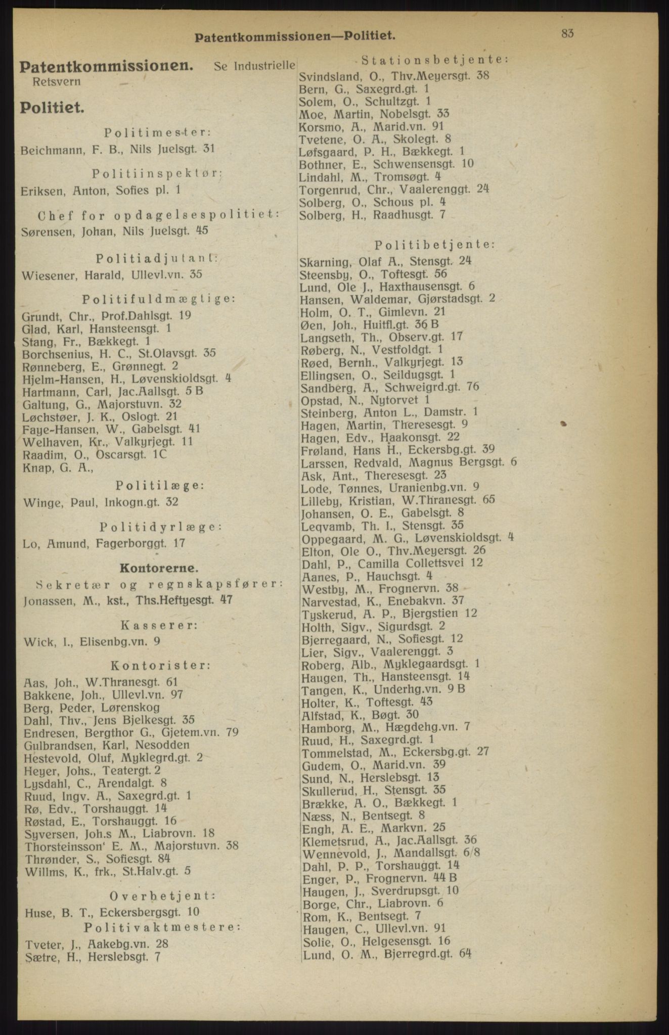 Kristiania/Oslo adressebok, PUBL/-, 1914, p. 83