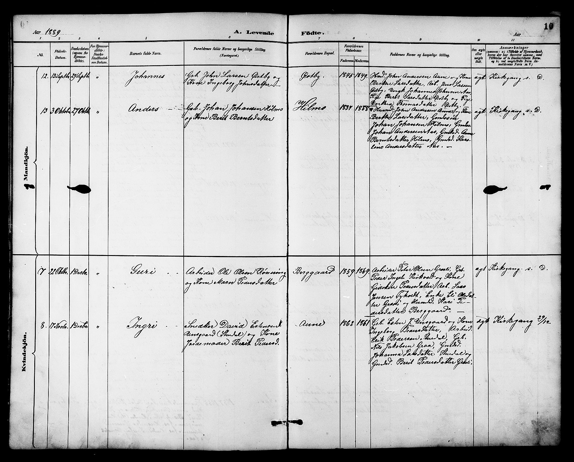 Ministerialprotokoller, klokkerbøker og fødselsregistre - Sør-Trøndelag, SAT/A-1456/698/L1167: Parish register (copy) no. 698C04, 1888-1907, p. 10