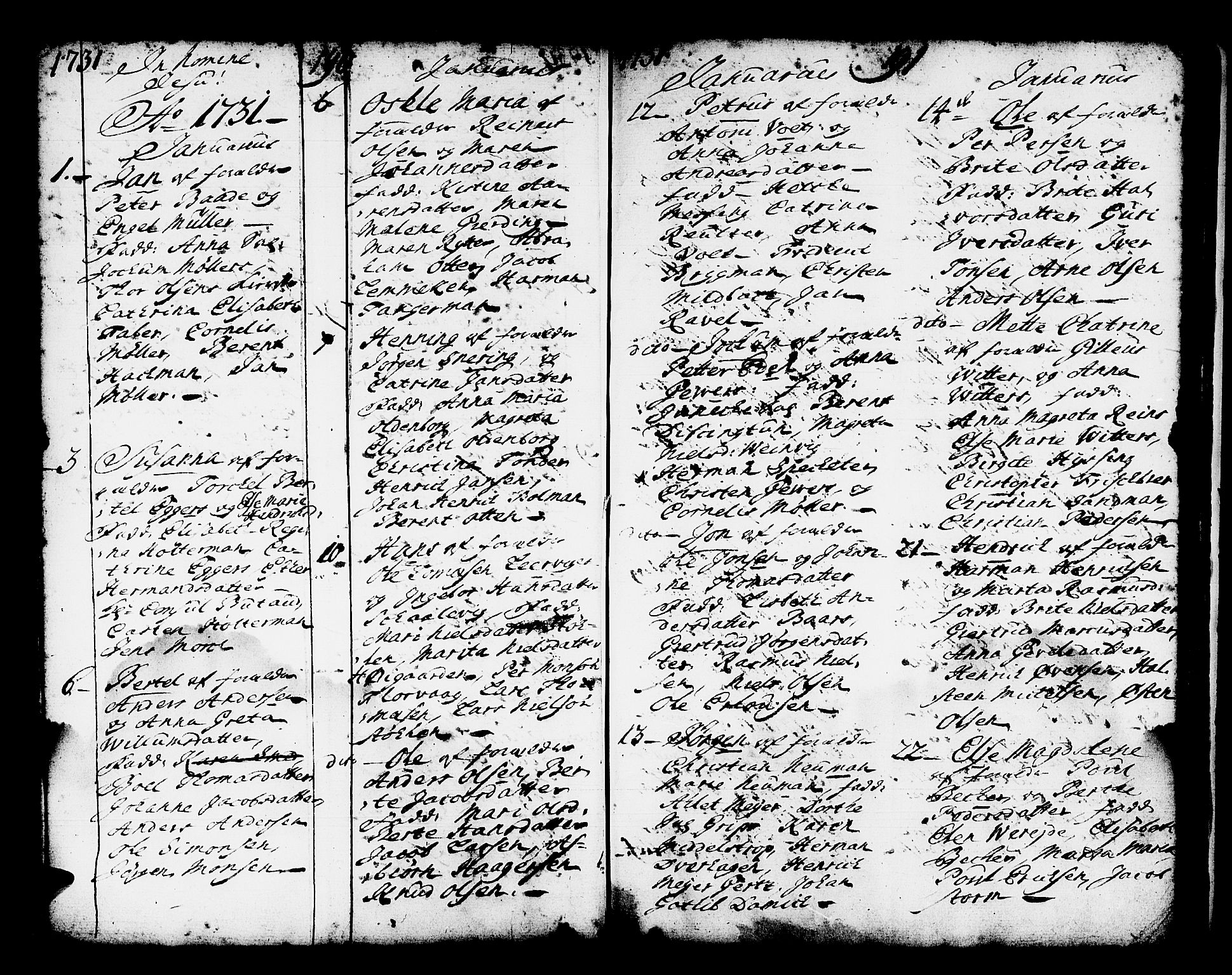 Domkirken sokneprestembete, AV/SAB-A-74801/H/Haa/L0001: Parish register (official) no. A 1, 1719-1732, p. 190-191