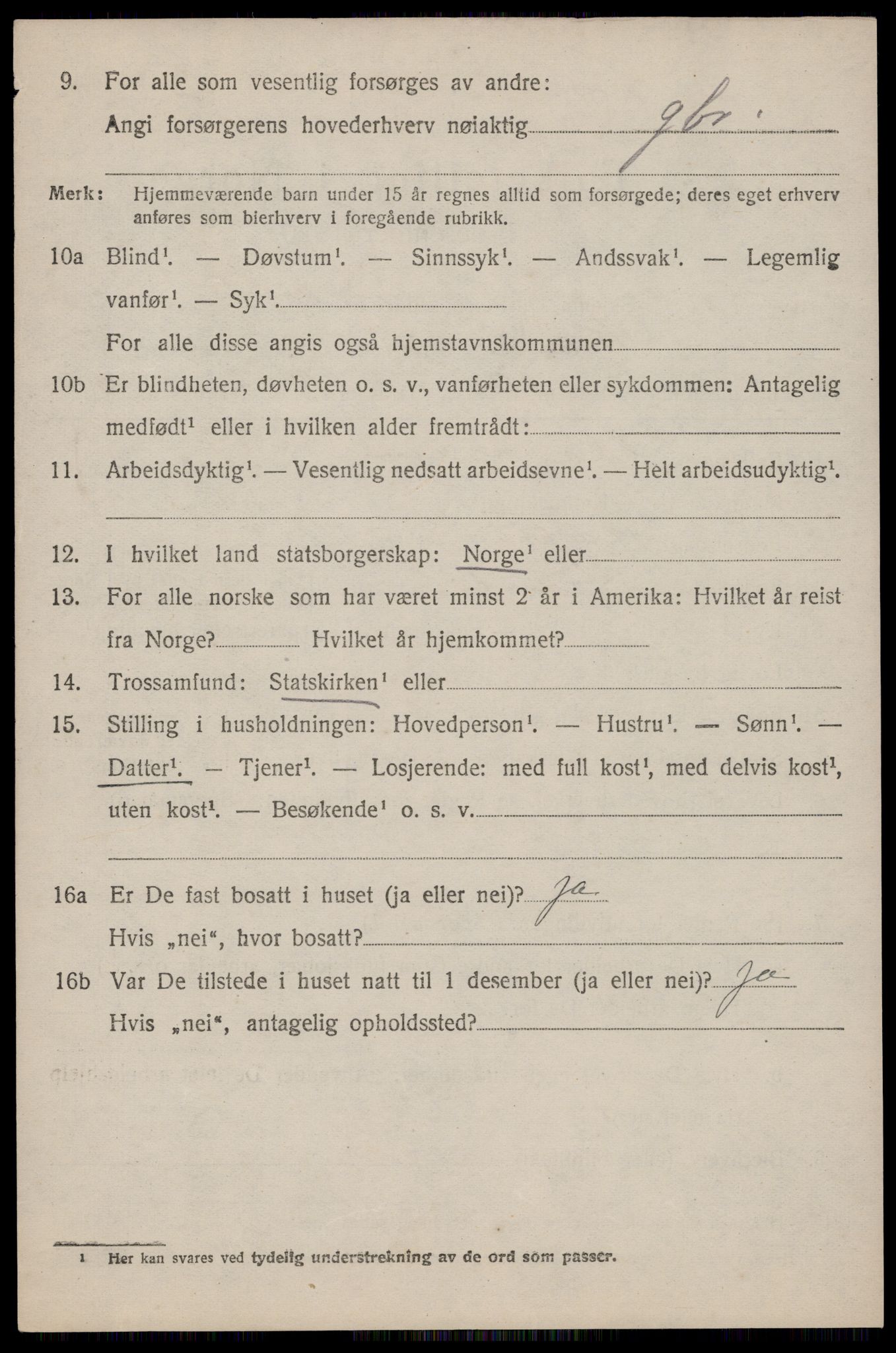 SAST, 1920 census for Strand, 1920, p. 3985