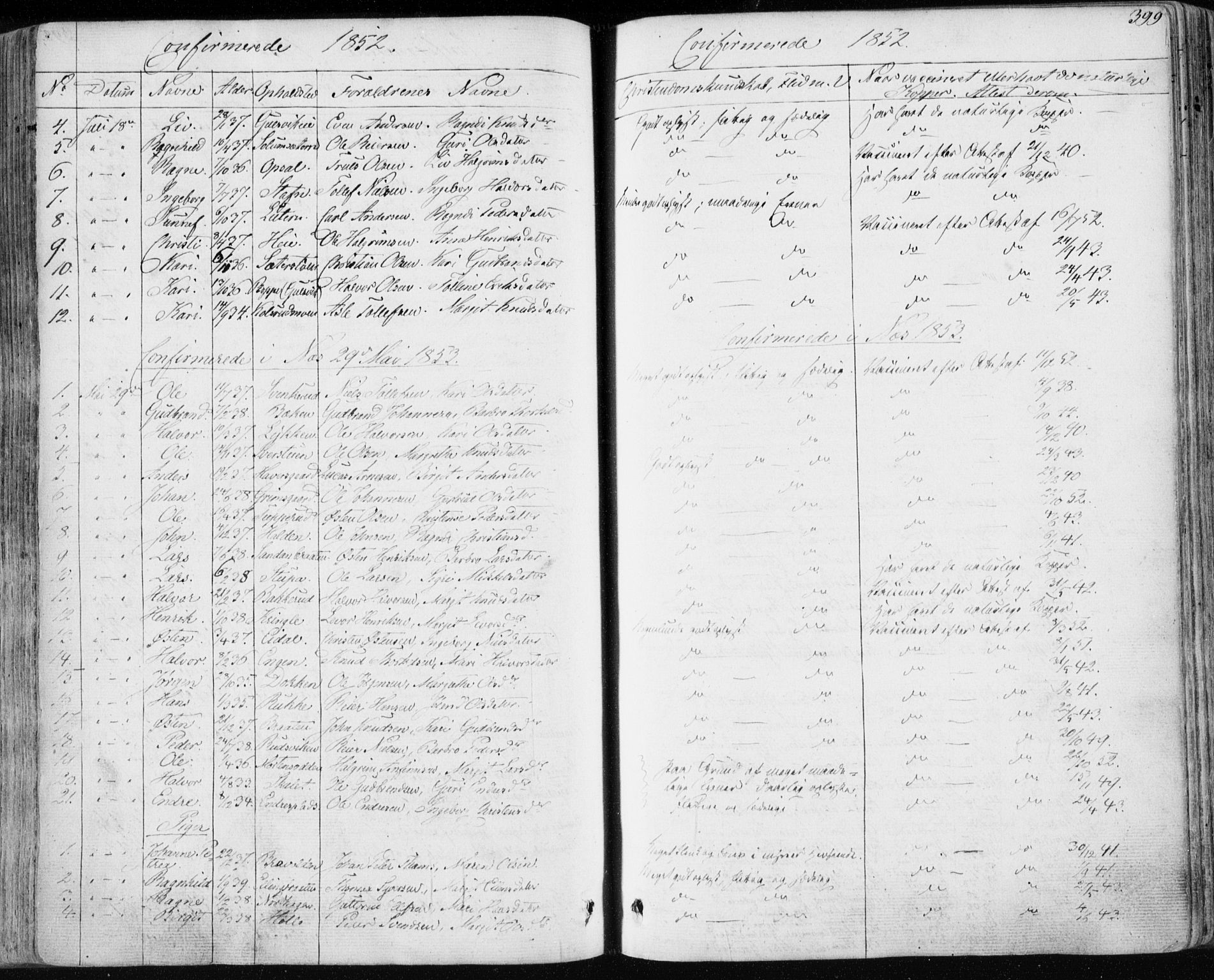 Nes kirkebøker, SAKO/A-236/F/Fa/L0009: Parish register (official) no. 9, 1834-1863, p. 399