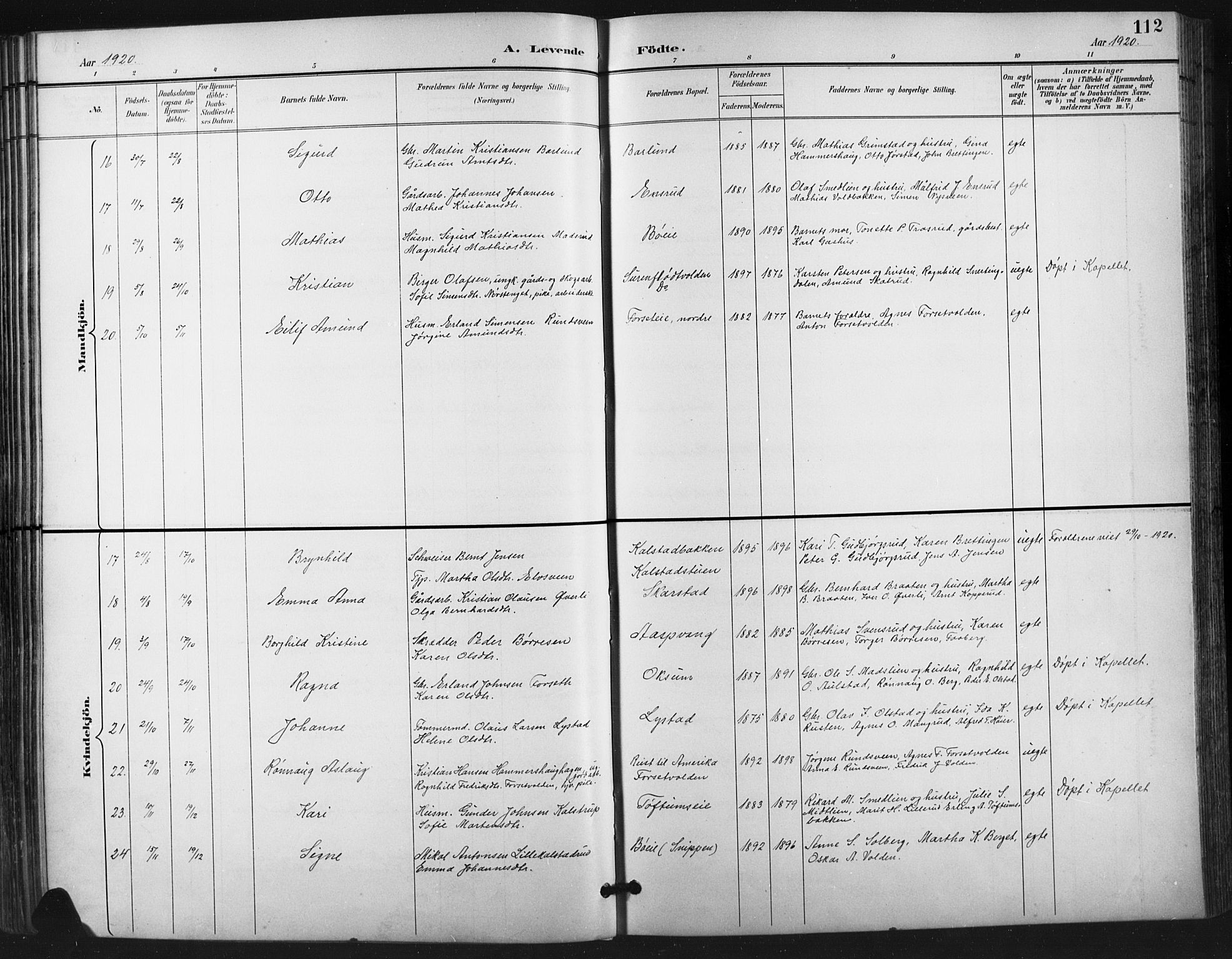 Vestre Gausdal prestekontor, SAH/PREST-094/H/Ha/Hab/L0003: Parish register (copy) no. 3, 1896-1925, p. 112