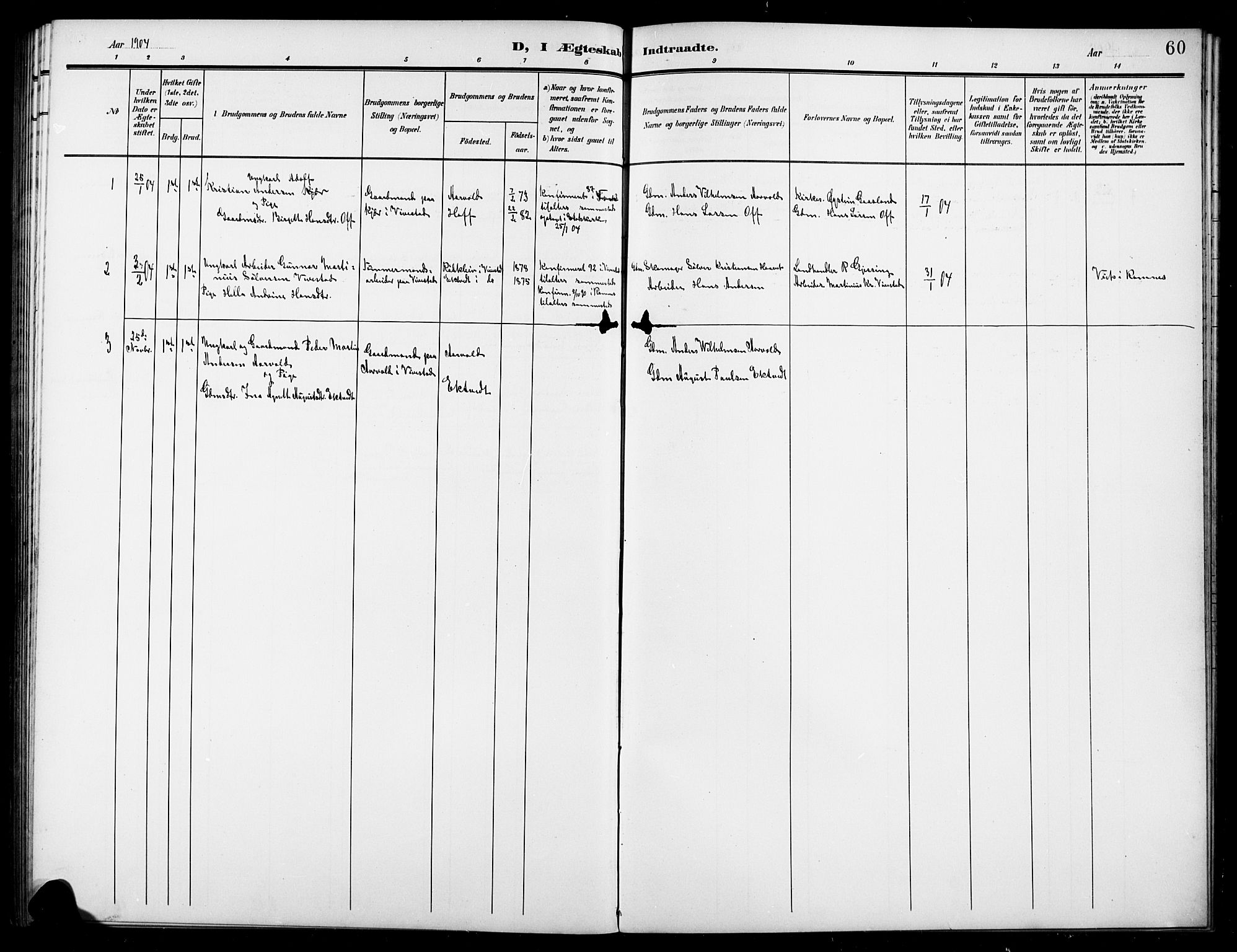 Ramnes kirkebøker, SAKO/A-314/G/Gc/L0002: Parish register (copy) no. III 2, 1903-1924, p. 60