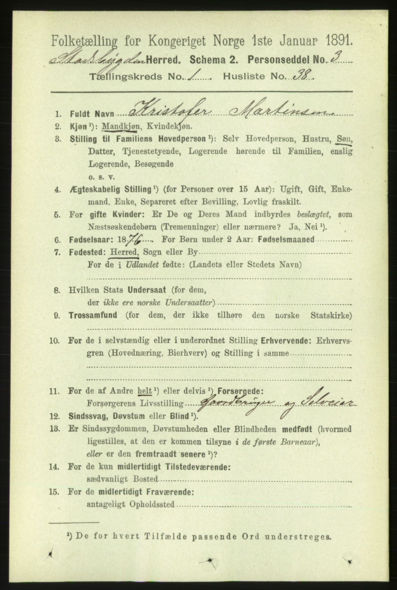 RA, 1891 census for 1625 Stadsbygd, 1891, p. 358