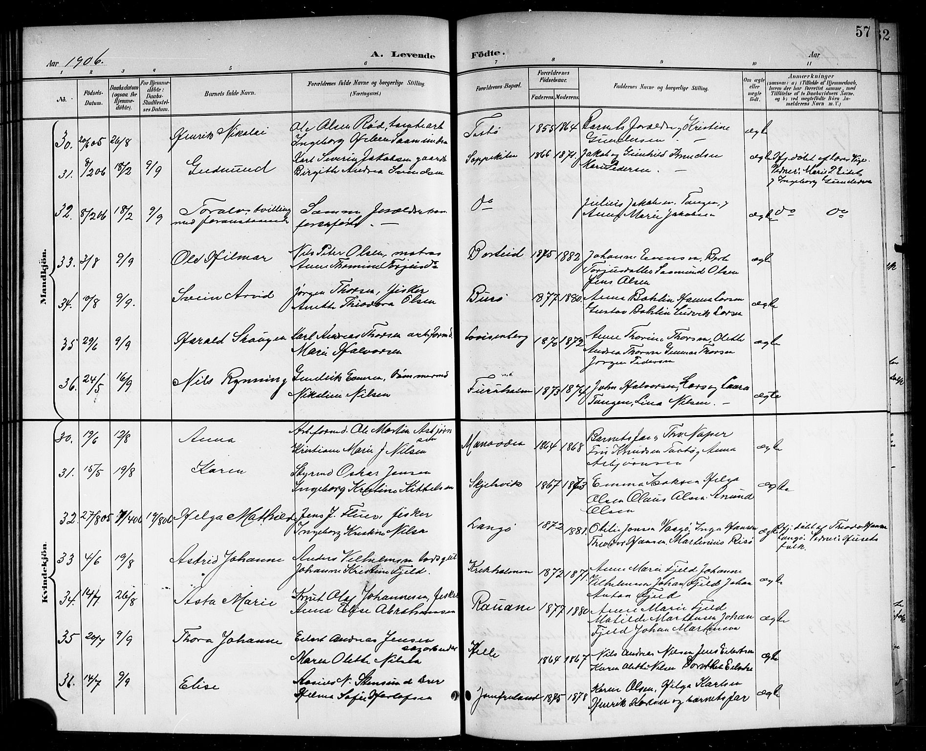 Skåtøy kirkebøker, SAKO/A-304/G/Ga/L0004: Parish register (copy) no. I 4, 1898-1916, p. 57