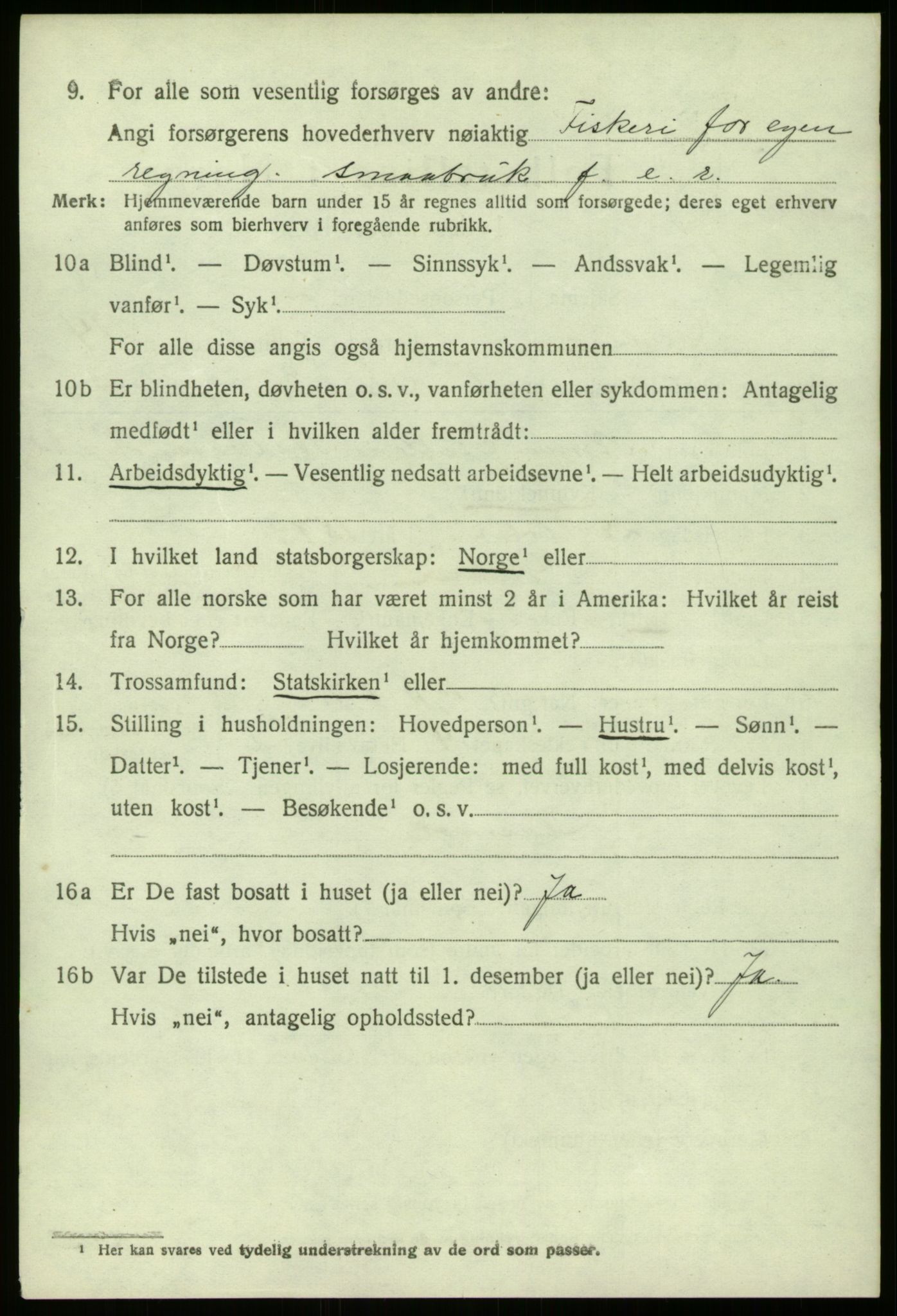 SAB, 1920 census for Gulen, 1920, p. 6198