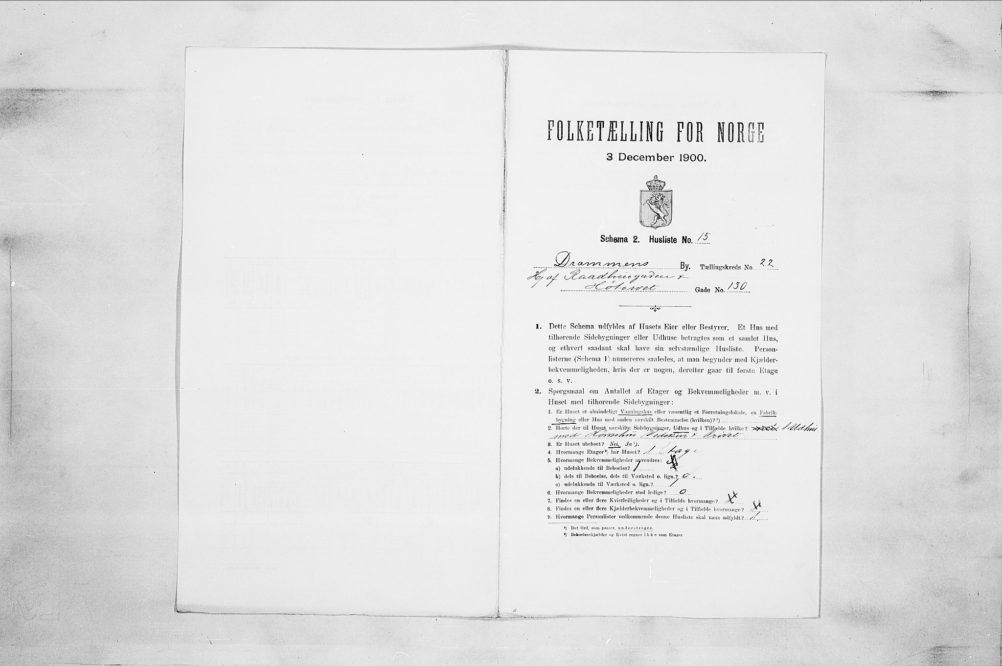 RA, 1900 census for Drammen, 1900, p. 3729