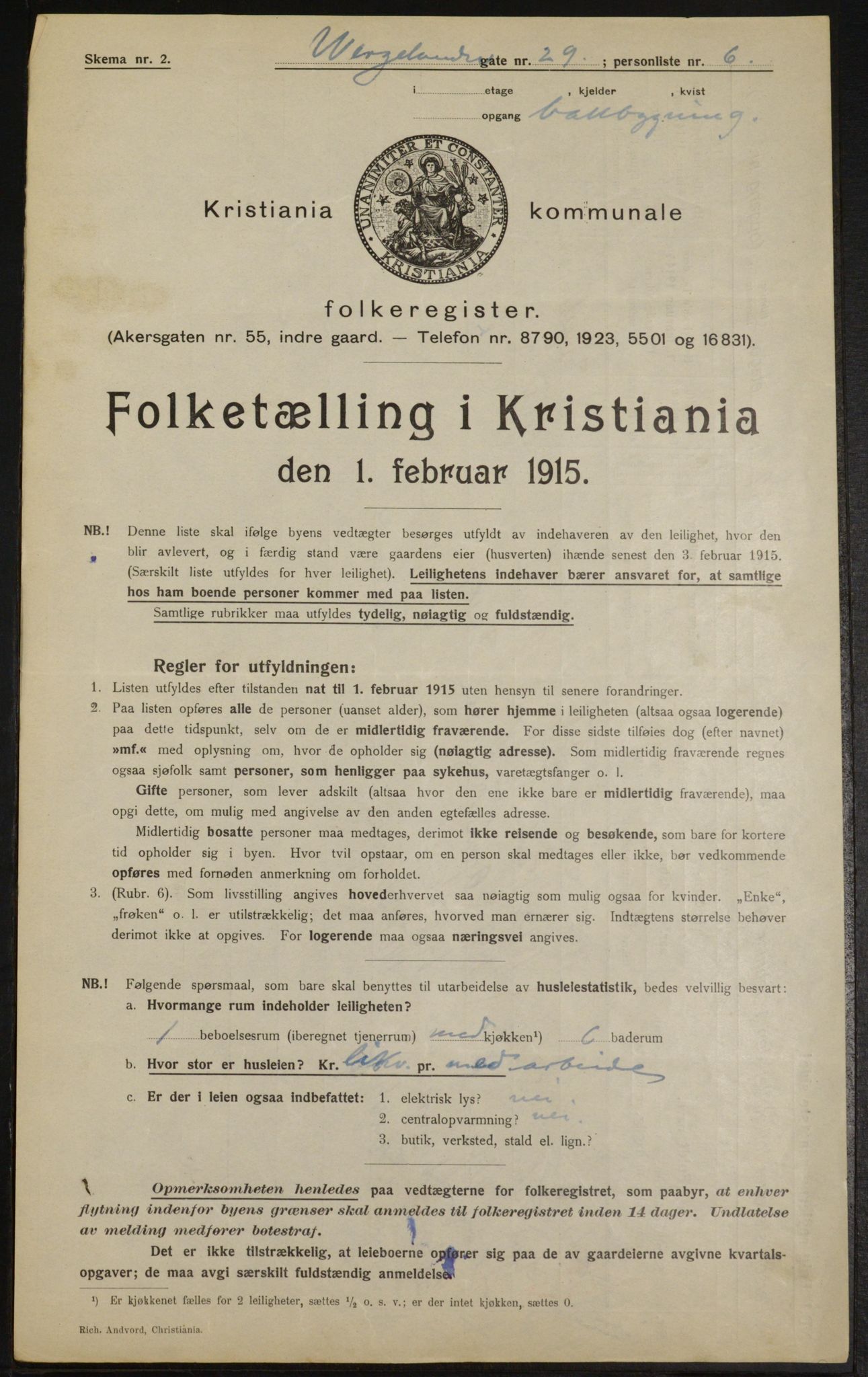 OBA, Municipal Census 1915 for Kristiania, 1915, p. 128489