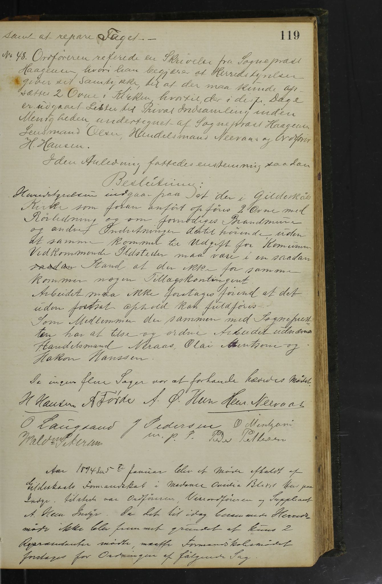 Gildeskål kommune. Formannskapet, AIN/K-18380.150/100/L0002: Møtebok formannskapet, 1880-1903, p. 119