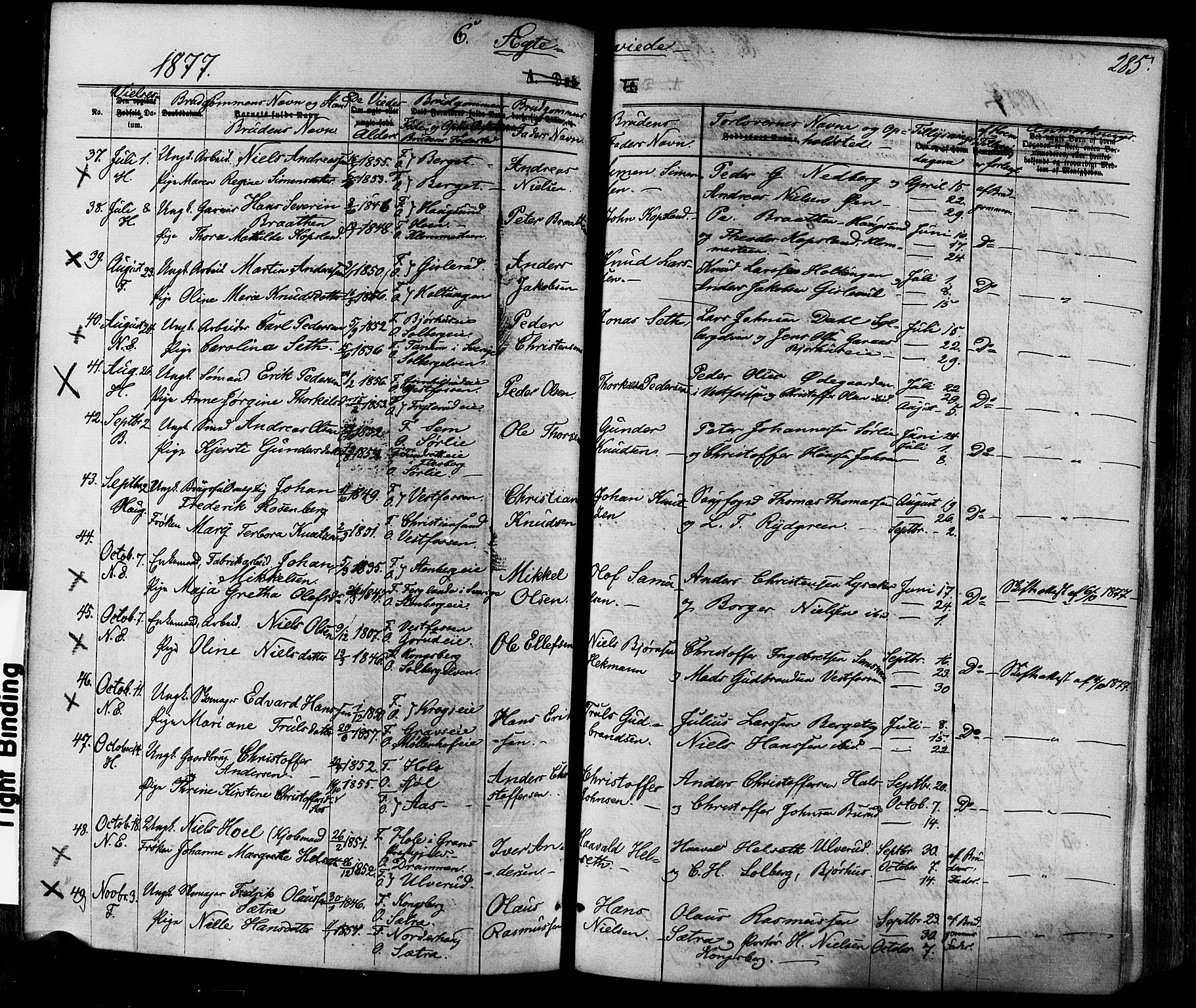 Eiker kirkebøker, SAKO/A-4/F/Fa/L0017: Parish register (official) no. I 17, 1869-1877, p. 285