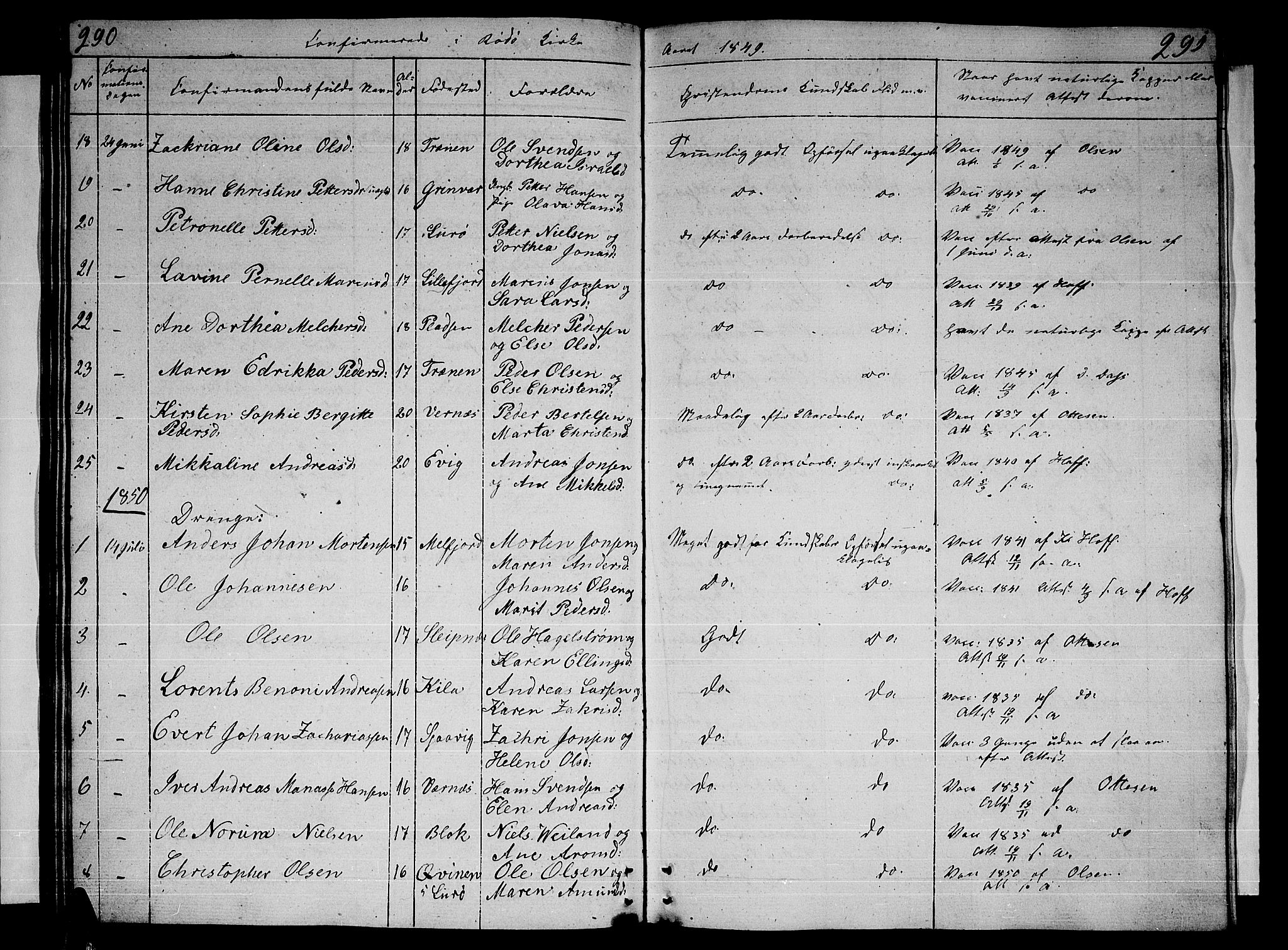 Ministerialprotokoller, klokkerbøker og fødselsregistre - Nordland, SAT/A-1459/841/L0618: Parish register (copy) no. 841C02, 1833-1855, p. 290-291