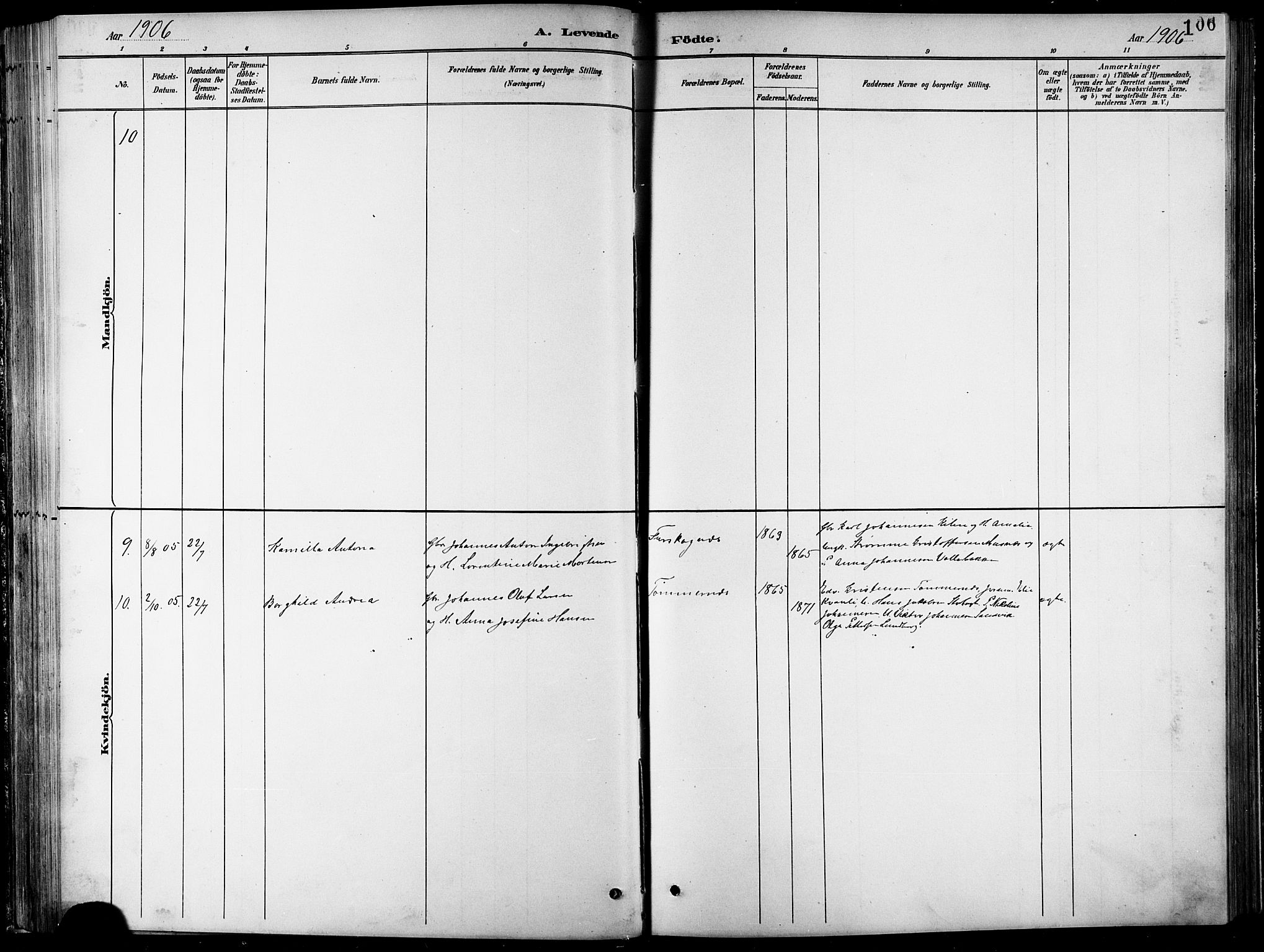 Balsfjord sokneprestembete, SATØ/S-1303/G/Ga/L0008klokker: Parish register (copy) no. 8, 1890-1906, p. 106