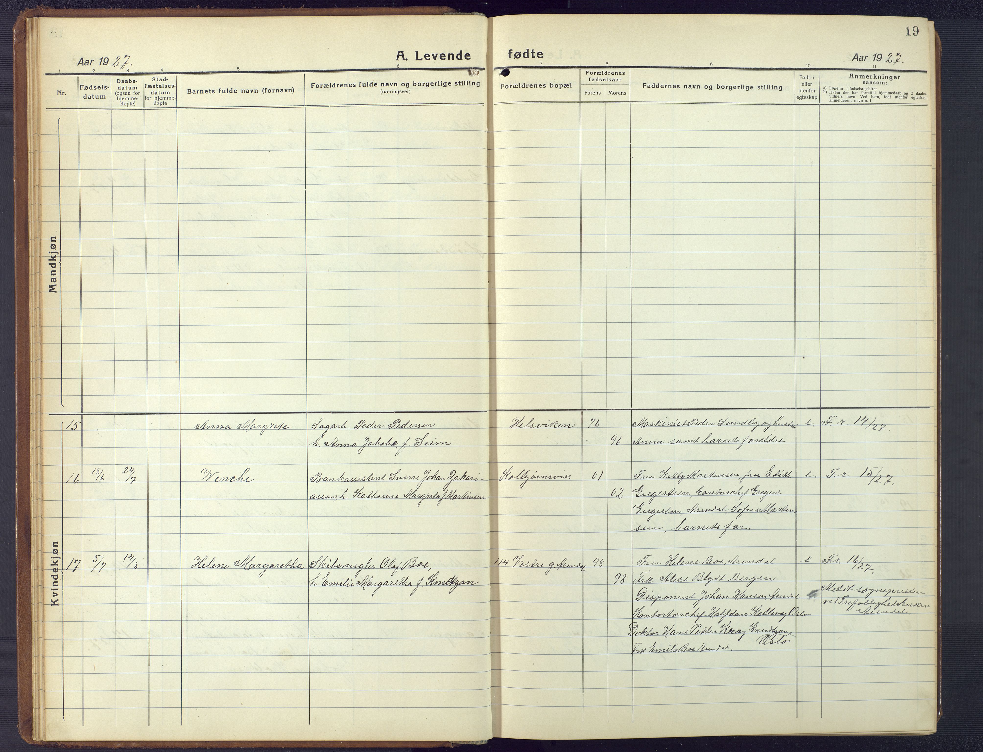 Hisøy sokneprestkontor, AV/SAK-1111-0020/F/Fb/L0005: Parish register (copy) no. B 5, 1924-1946, p. 19