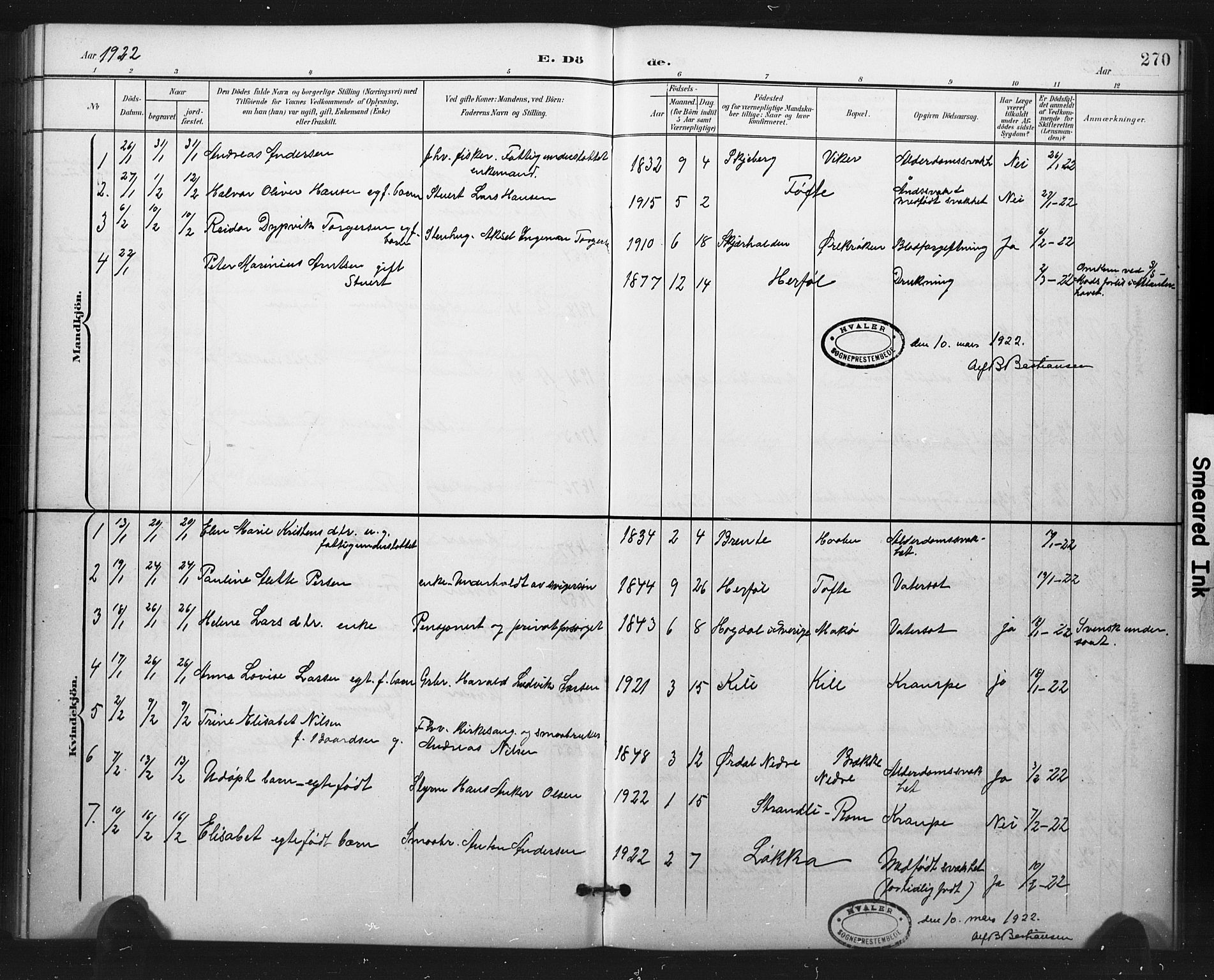 Hvaler prestekontor Kirkebøker, AV/SAO-A-2001/G/Ga/L0001: Parish register (copy) no. I 1, 1901-1930, p. 270