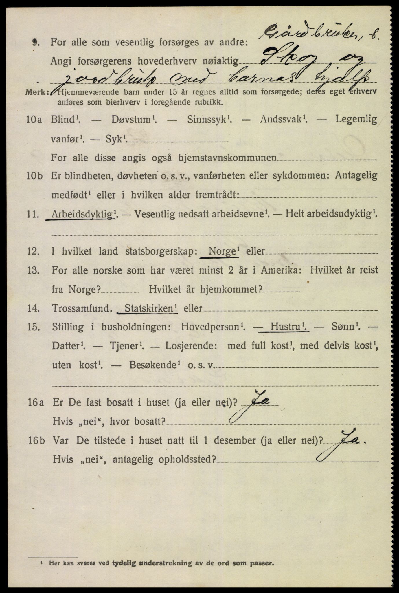 SAK, 1920 census for Vestre Moland, 1920, p. 5494