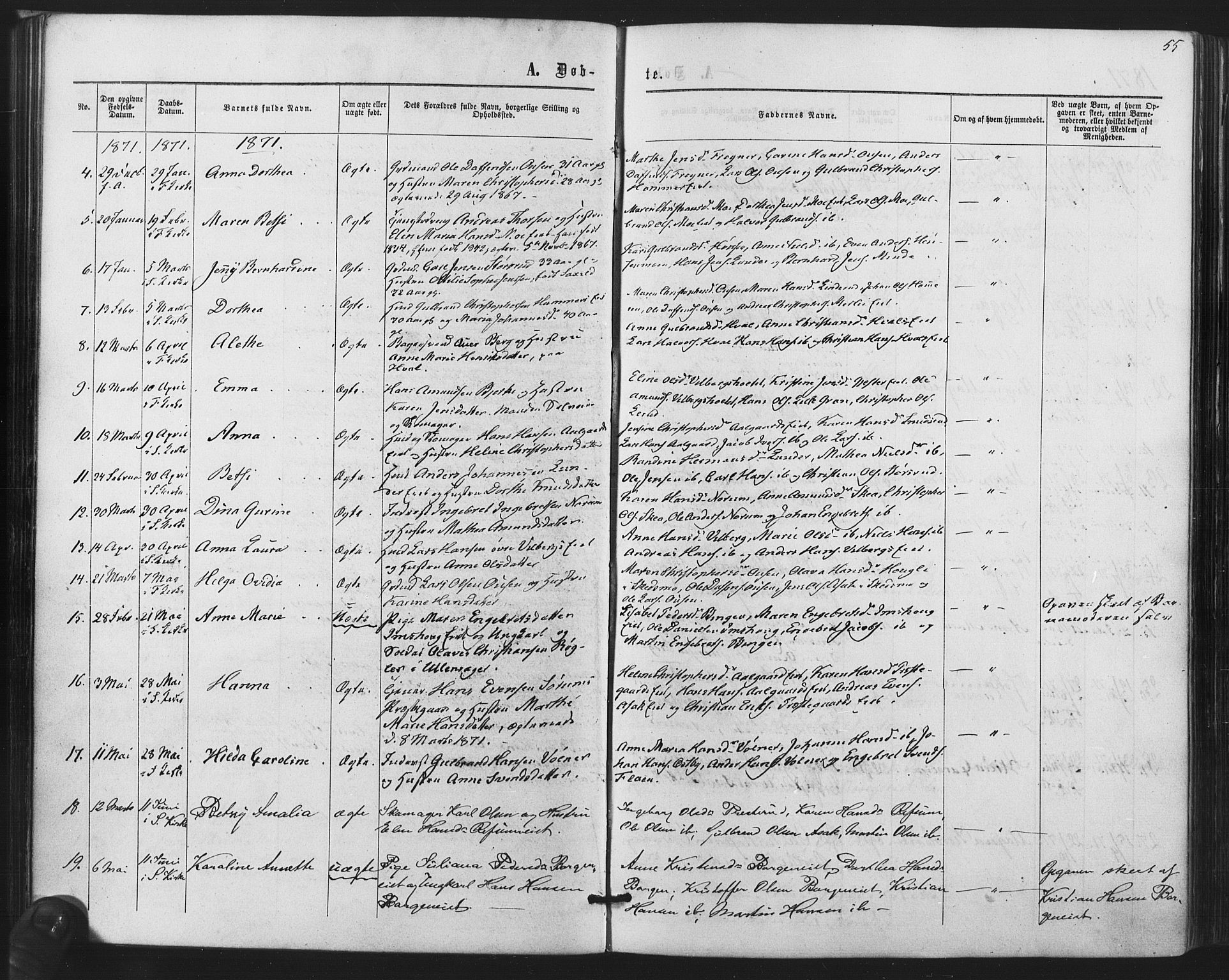 Sørum prestekontor Kirkebøker, AV/SAO-A-10303/F/Fa/L0006: Parish register (official) no. I 6, 1864-1877, p. 55