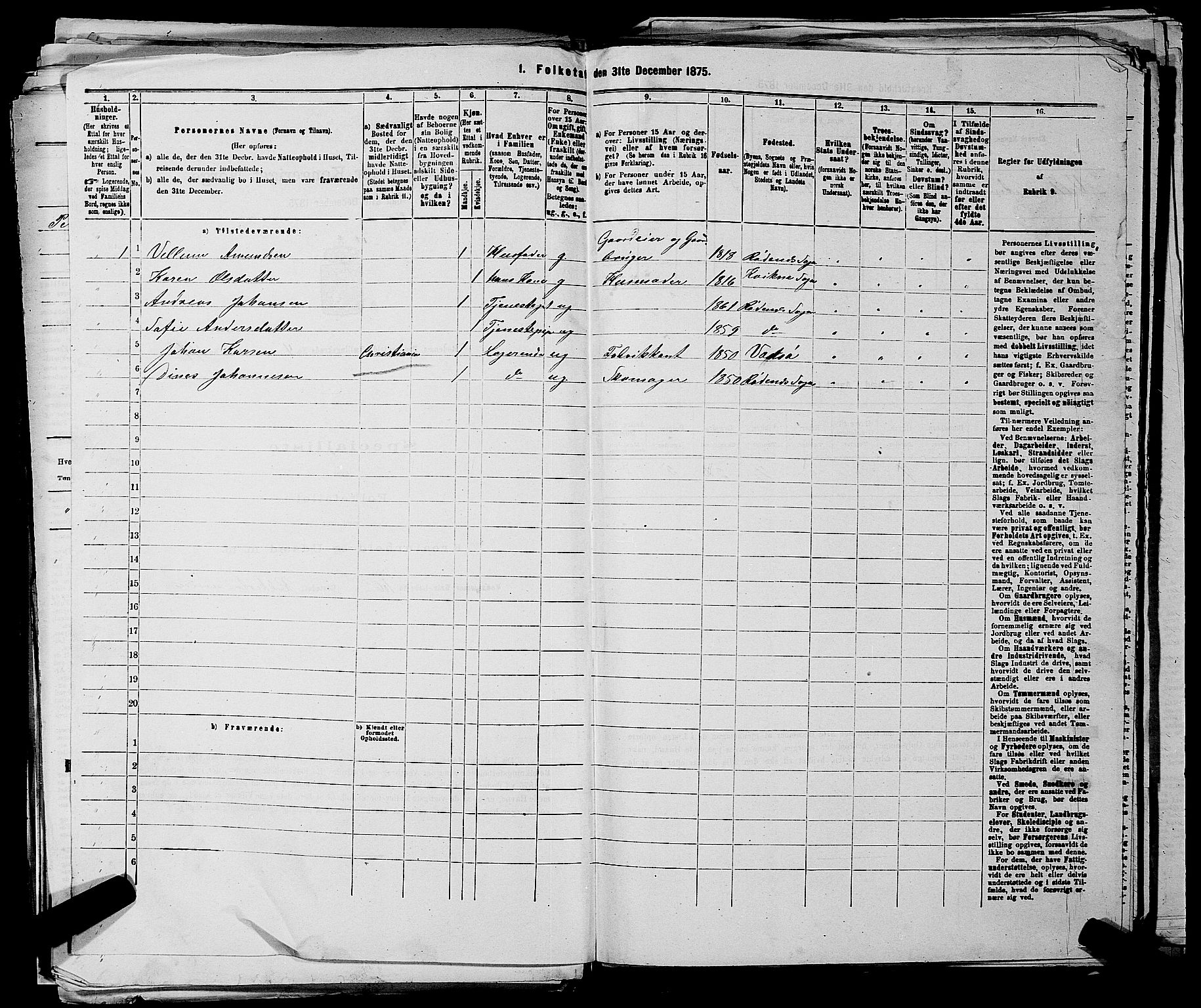 RA, 1875 census for 0120P Rødenes, 1875, p. 650