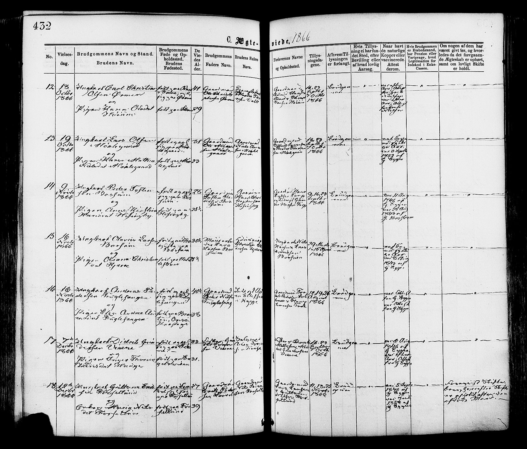 Onsøy prestekontor Kirkebøker, AV/SAO-A-10914/F/Fa/L0004: Parish register (official) no. I 4, 1861-1877, p. 432