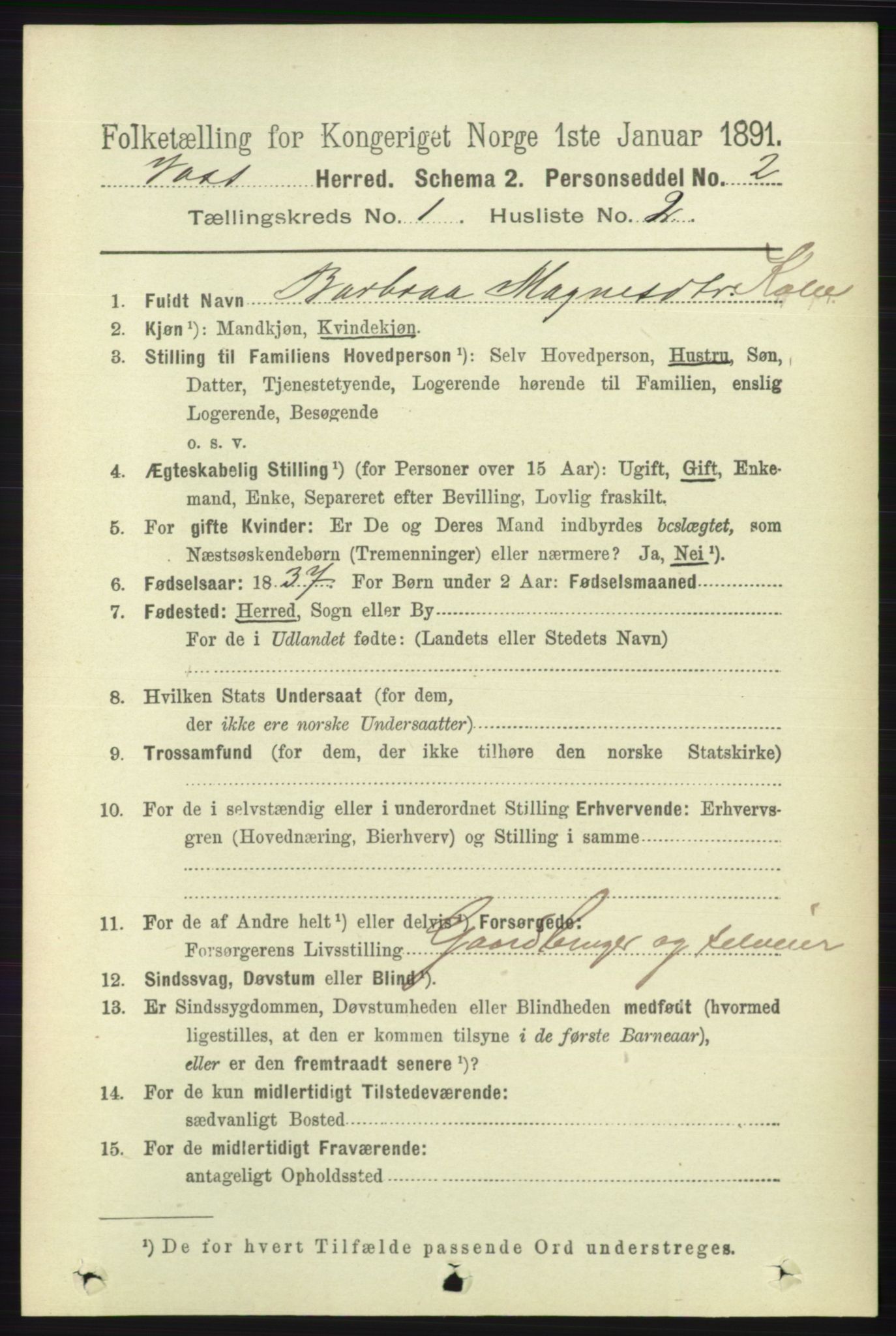 RA, 1891 census for 1235 Voss, 1891, p. 113