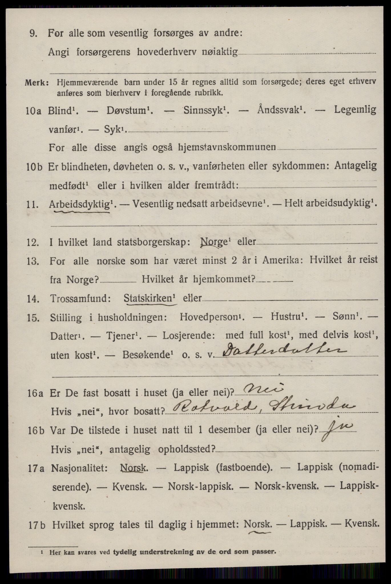 SAT, 1920 census for Selbu, 1920, p. 2765