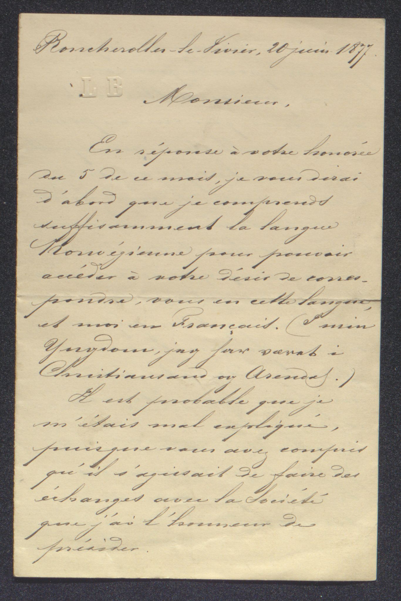 Tromsø Museum, AV/SATØ-S-0162/D/Db/L0032: Journalsaker og innkomne brev, 1872-1878, p. 454