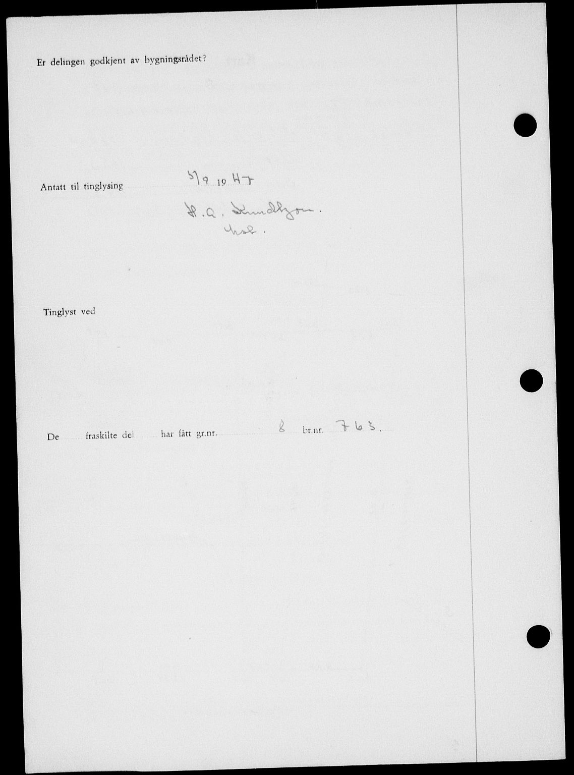 Onsøy sorenskriveri, SAO/A-10474/G/Ga/Gab/L0021: Mortgage book no. II A-21, 1947-1947, Diary no: : 2325/1947