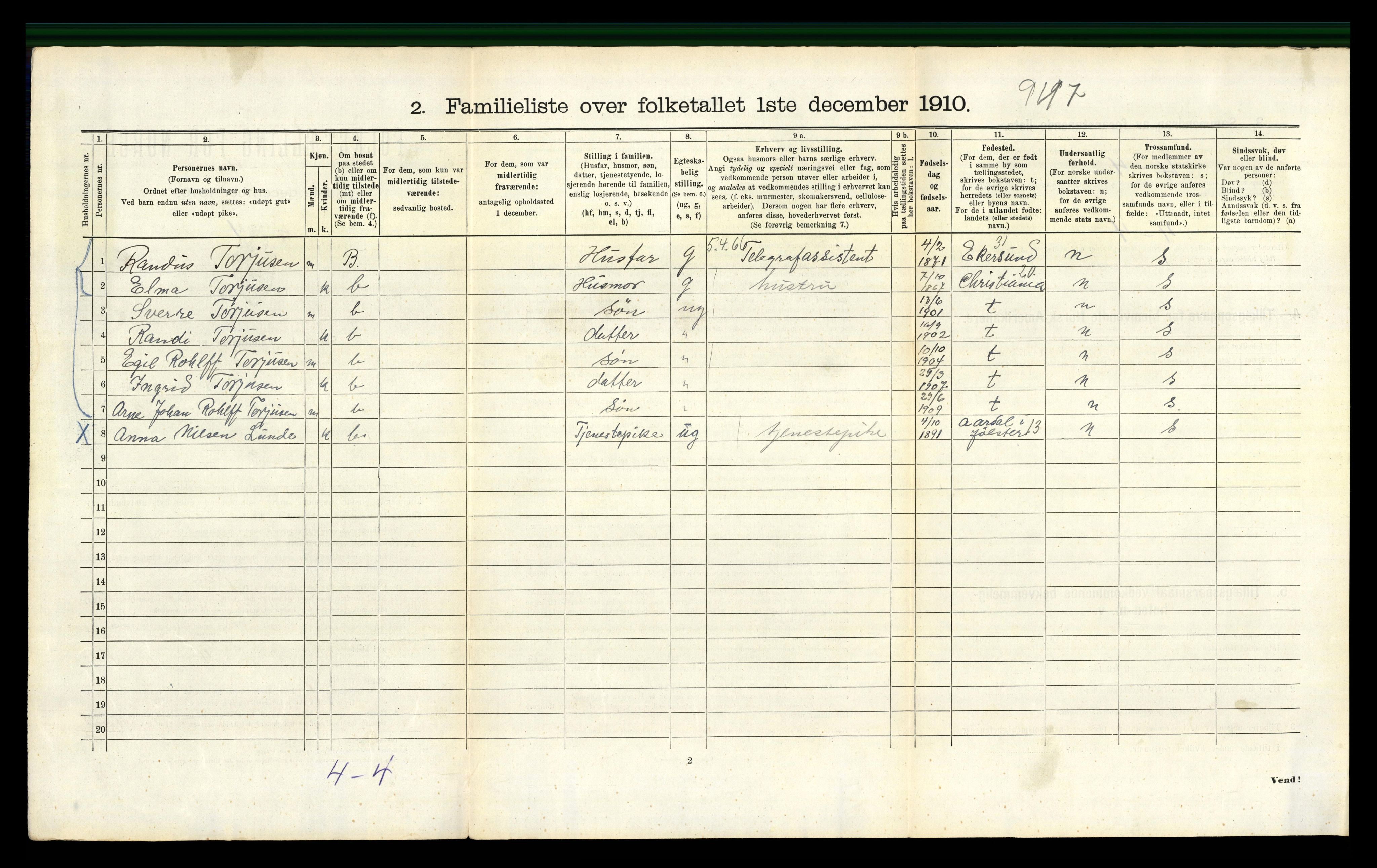 RA, 1910 census for Bergen, 1910, p. 1586