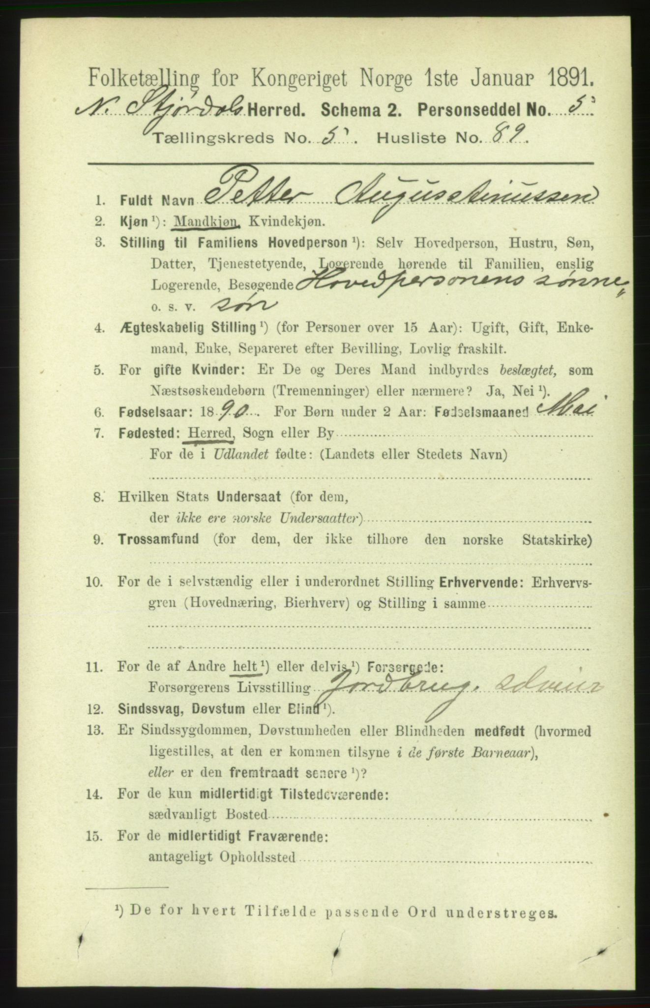 RA, 1891 census for 1714 Nedre Stjørdal, 1891, p. 2489