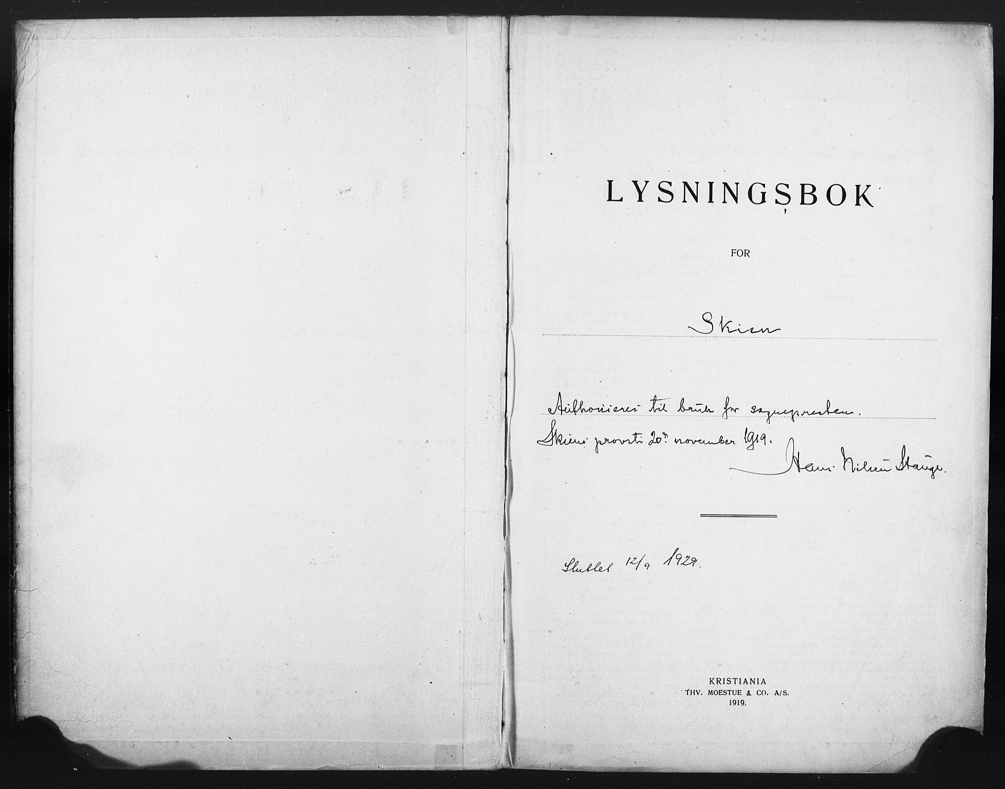 Skien kirkebøker, SAKO/A-302/H/Ha/L0001: Banns register no. 1, 1919-1929